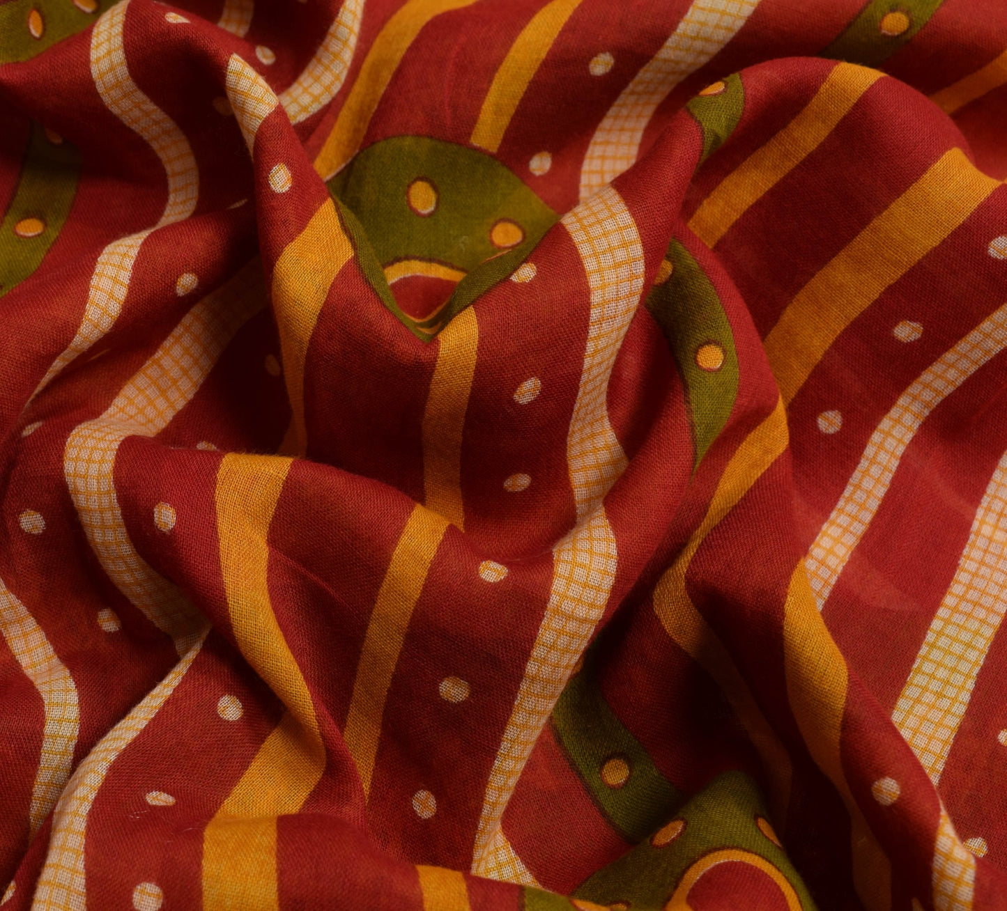 Sushila Vintage Red Daily Wear Saree 100% Pure Cotton Printed Soft Craft Fabric