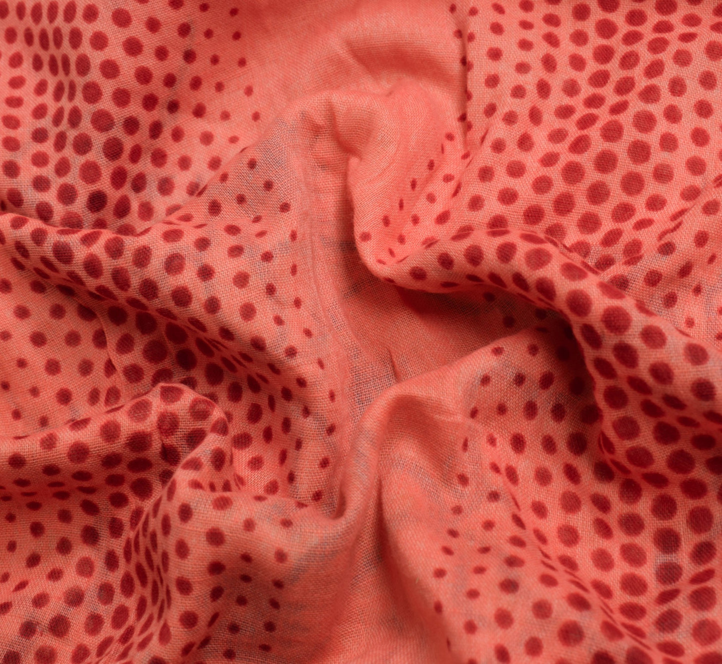 Sushila Vintage Pink Saree 100% Pure Cotton Printed Polka Dot Soft Craft Fabric