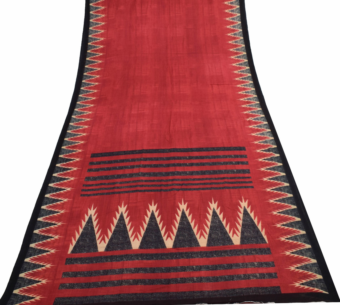 Sushila Vintage Maroon Saree 100% Pure Cotton Printed Soft Craft Indian  Fabric
