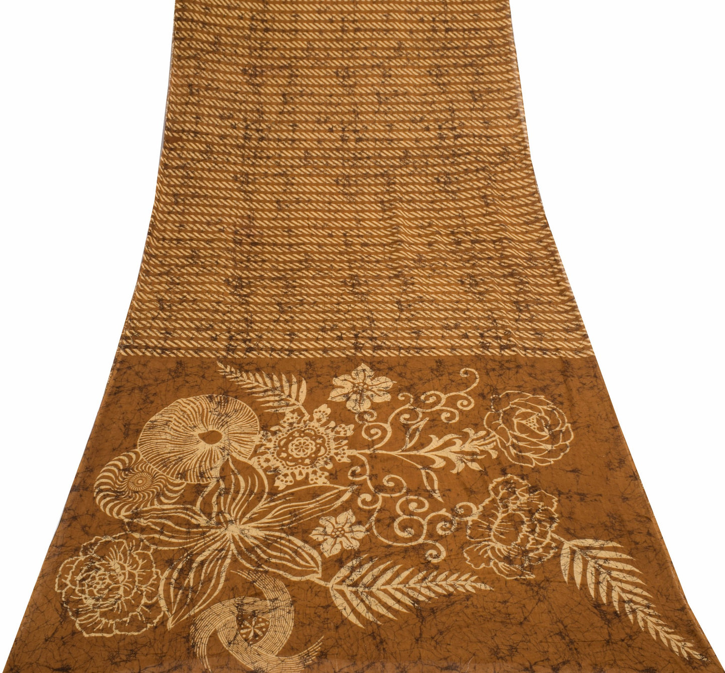 Sushila Vintage Brown Daily Wear Saree 100%Pure Cotton Printed Soft Craft Fabric