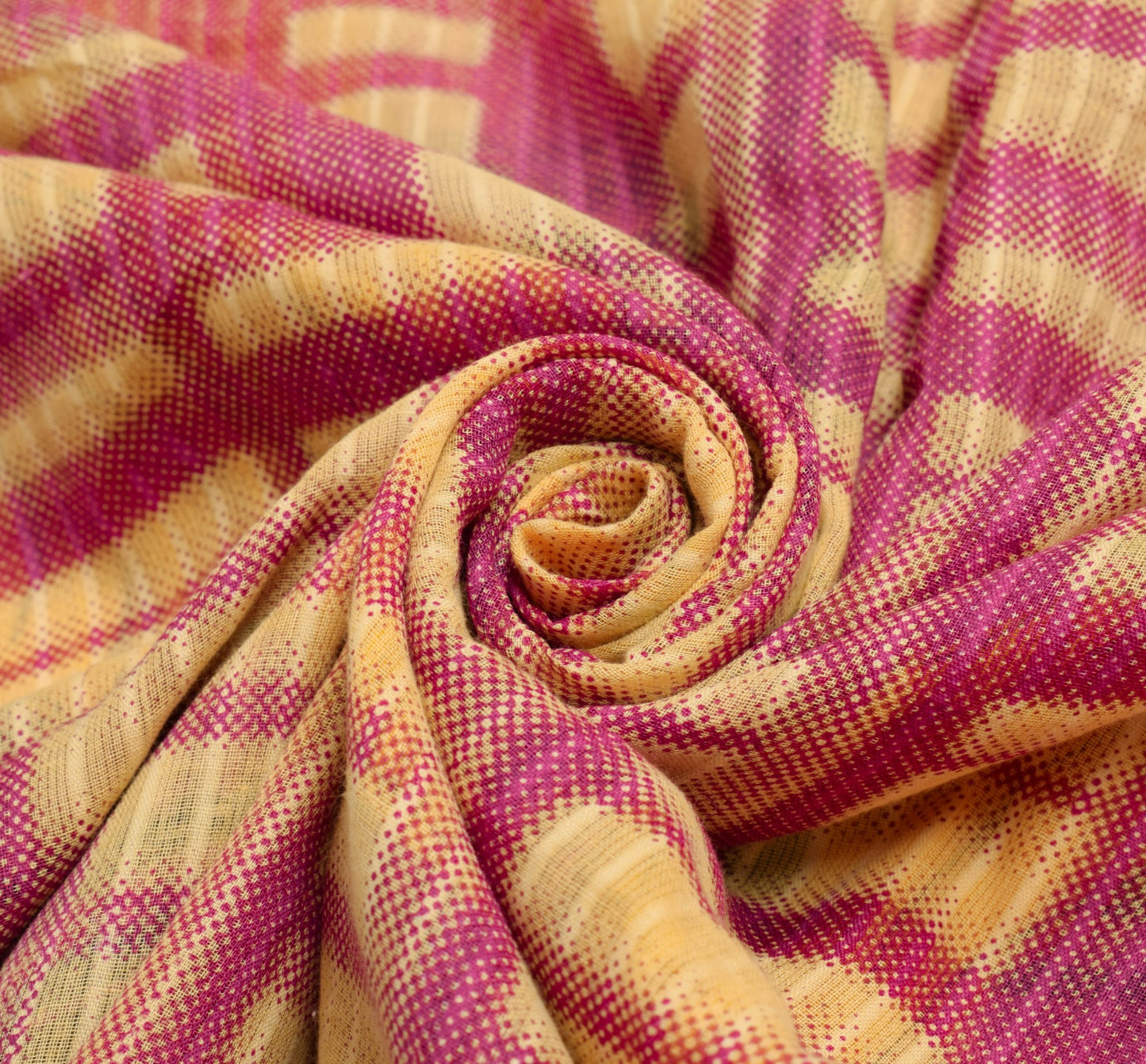 Sushila Vintage Women Saree 100% Pure Cotton Printed Cream Floral Craft Fabric