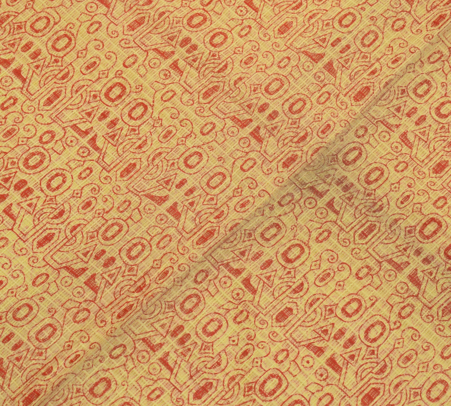 Sushila Vintage Cream Indian Saree 100%Pure Cotton Supernet Printed Craft Fabric
