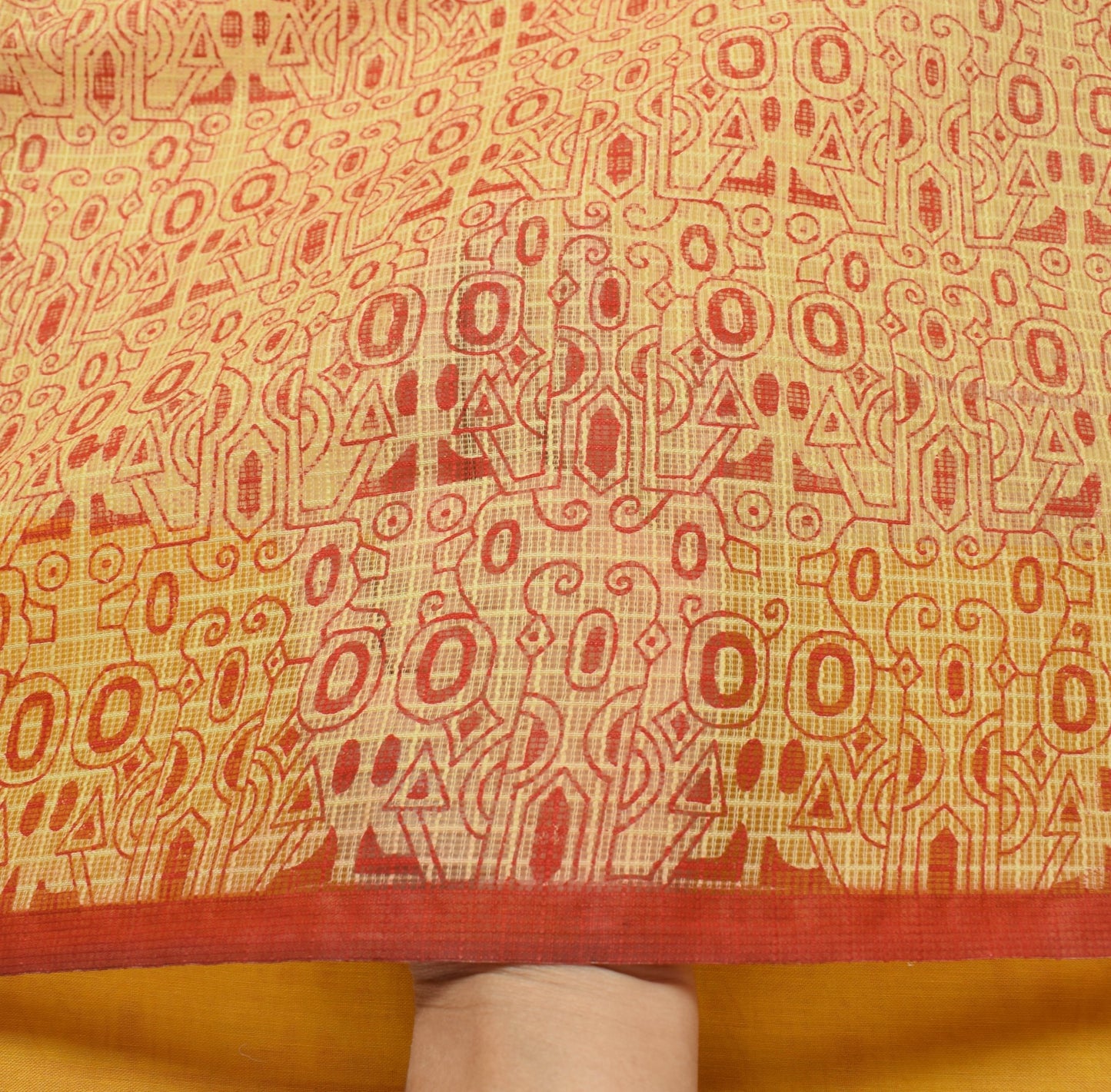 Sushila Vintage Cream Indian Saree 100%Pure Cotton Supernet Printed Craft Fabric