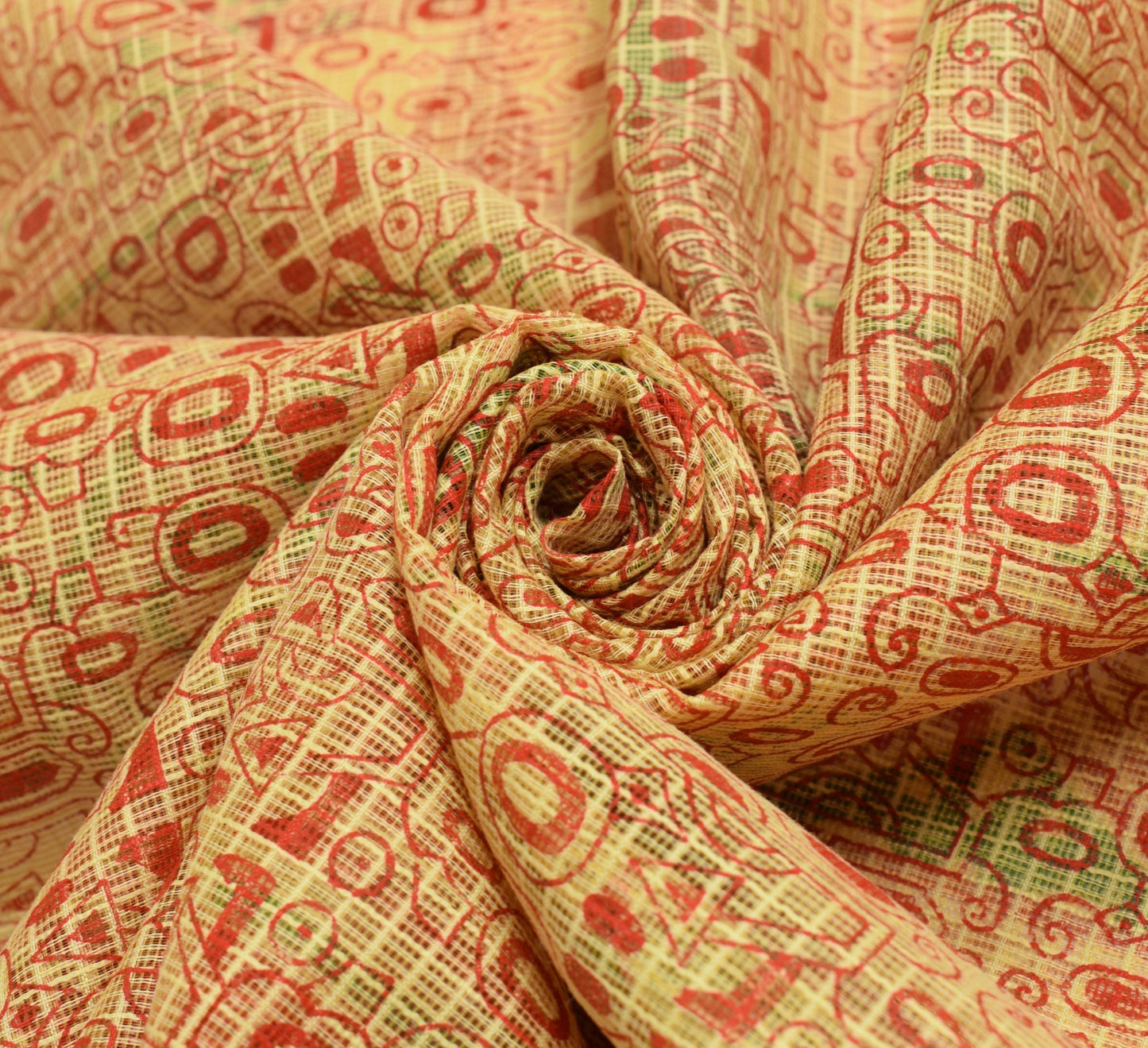Sushila Vintage Cream Indian Saree 100%Pure Cotton Supernet Printed Craft Fabric