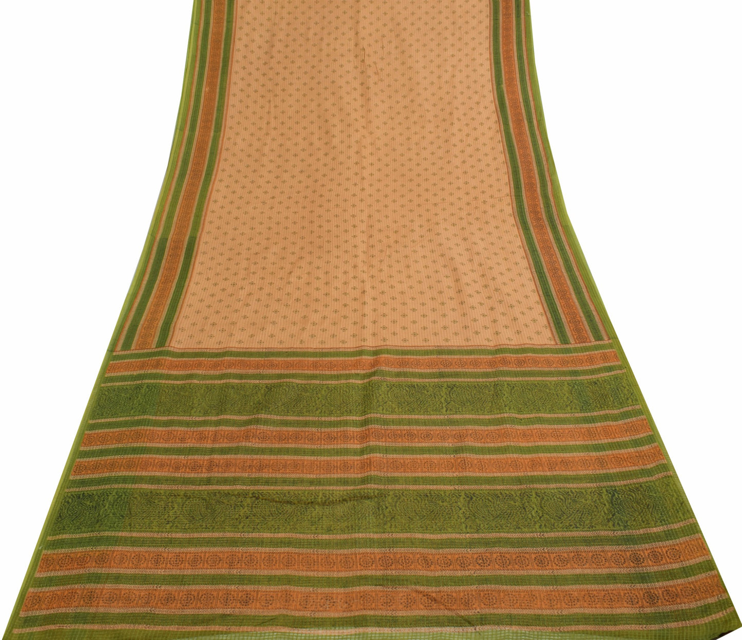 Sushila Vintage Brown Saree 100% Pure Cotton Printed Women Indian Craft Fabric