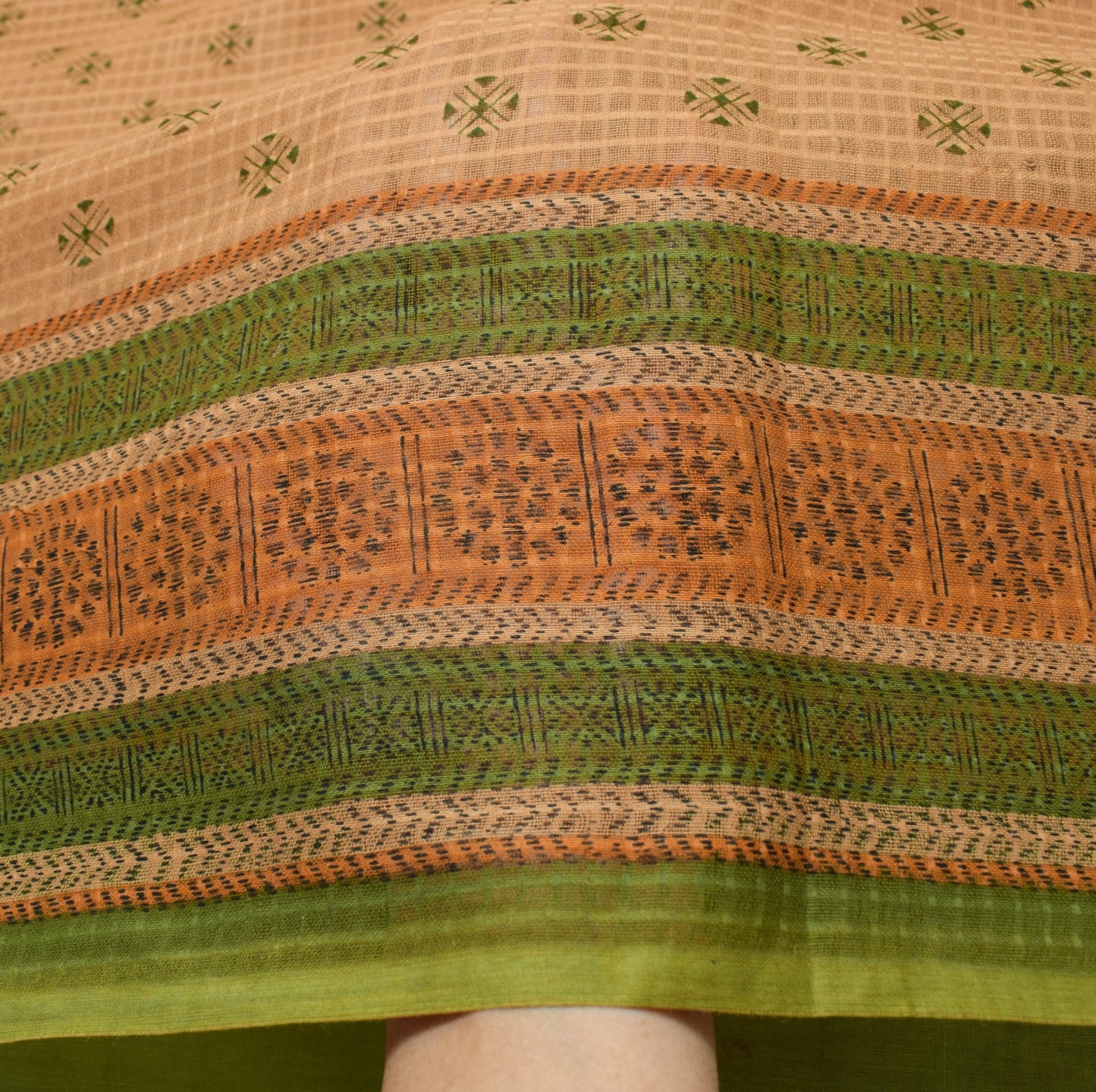 Sushila Vintage Brown Saree 100% Pure Cotton Printed Women Indian Craft Fabric
