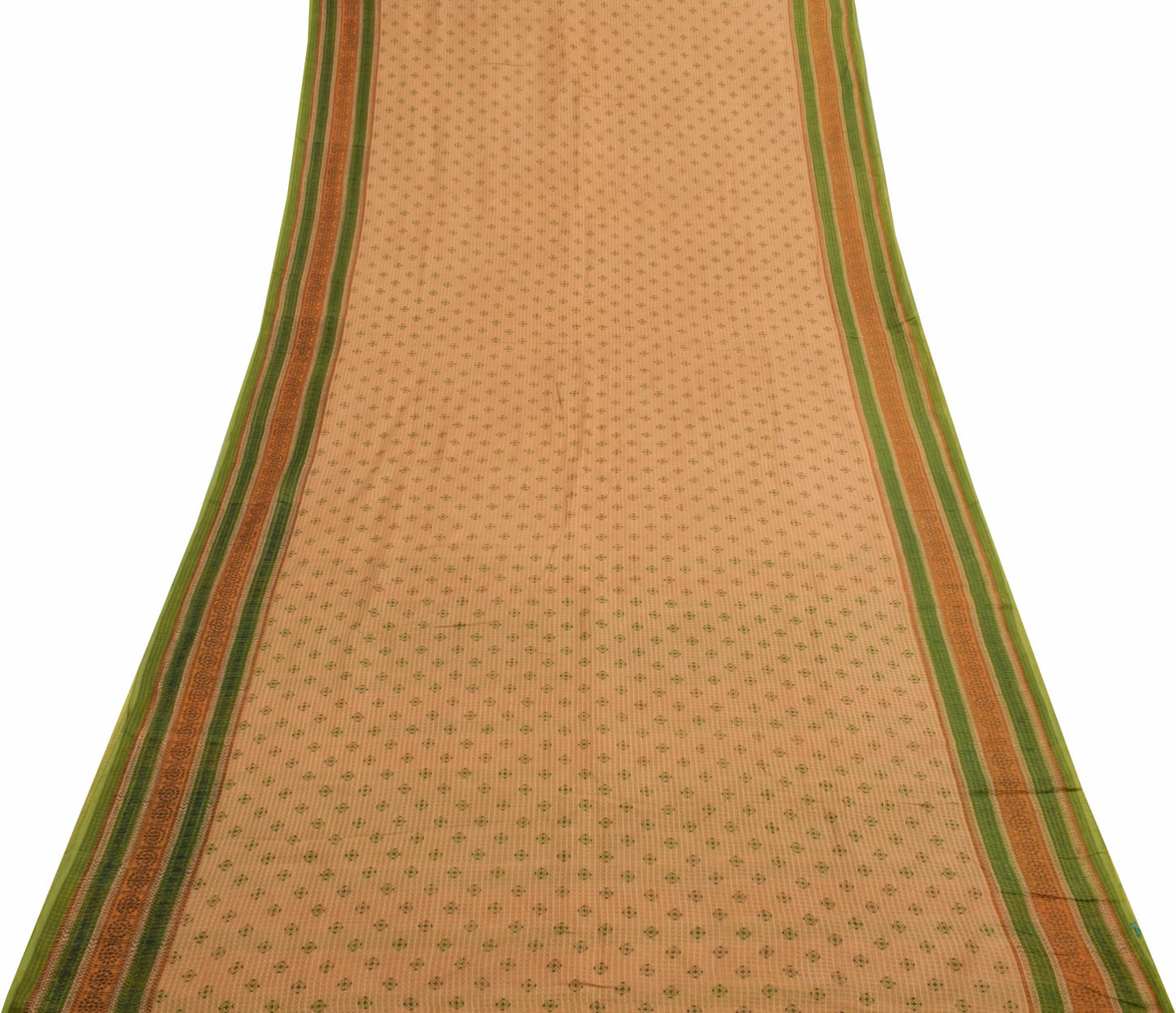 Sushila Vintage Brown Saree 100% Pure Cotton Printed Women Indian Craft Fabric
