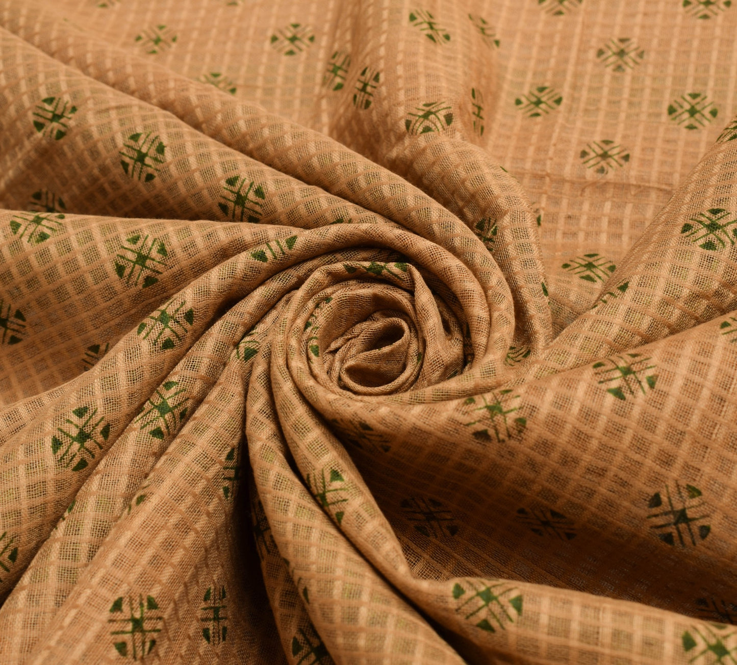 Sushila Vintage Brown Saree 100% Pure Cotton Printed Women Indian Craft Fabric