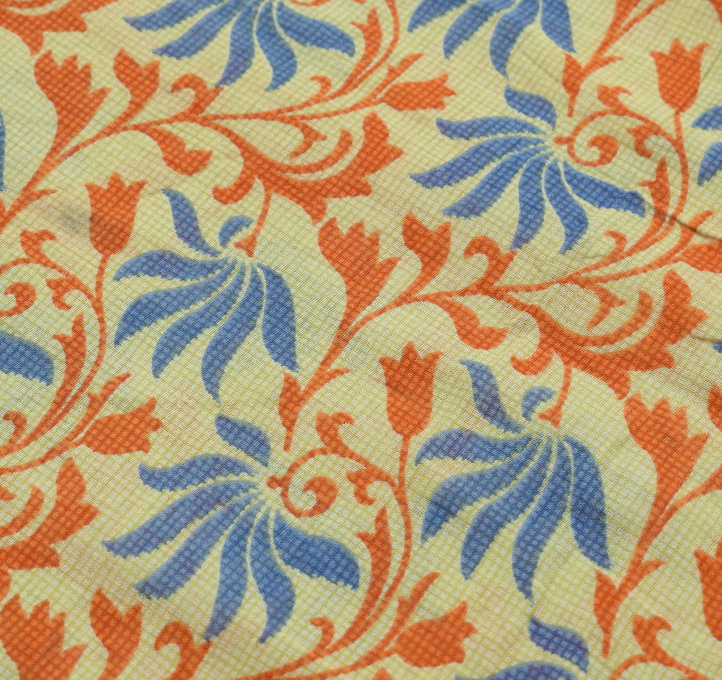 Sushila Vintage Light Green Saree Pure Cotton Printed Floral Soft Craft Fabric