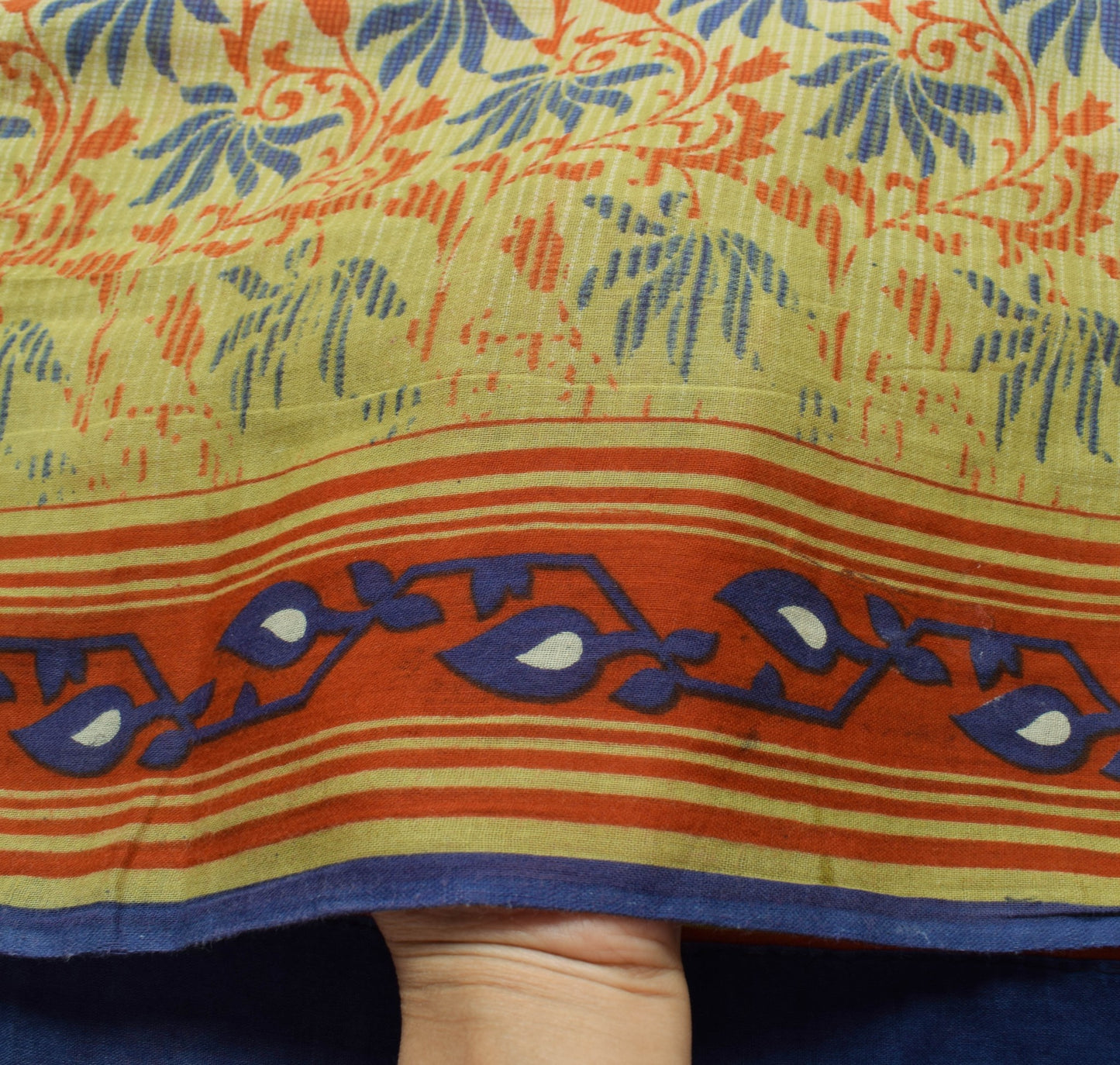 Sushila Vintage Light Green Saree Pure Cotton Printed Floral Soft Craft Fabric