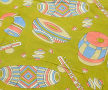 Sushila Vintage Musical Instruments Design Green Kalamkari Printed Cotton Saree