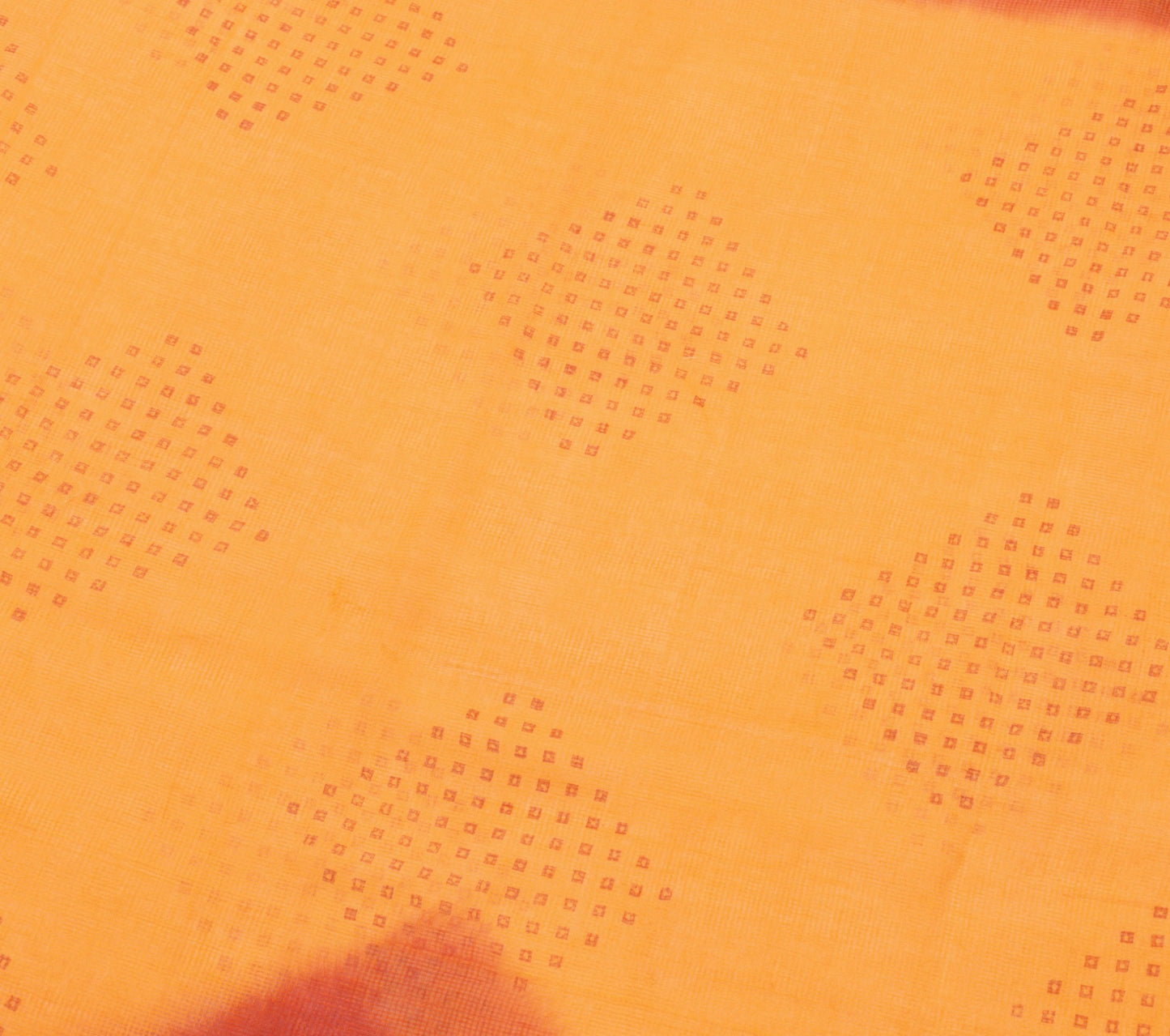 Sushila Vintage Orange Women Saree 100%Pure Cotton Bandhani Printed Craft Fabric