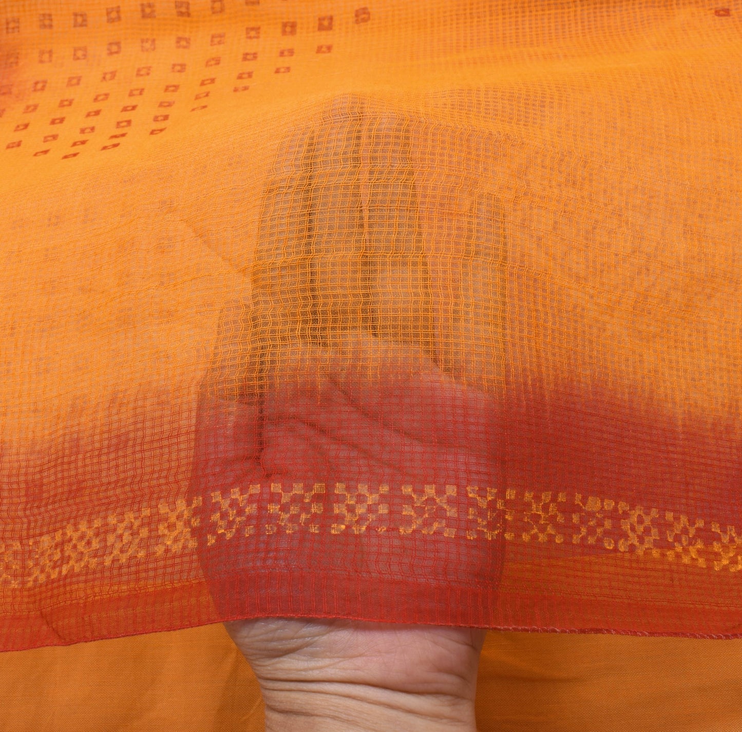 Sushila Vintage Orange Women Saree 100%Pure Cotton Bandhani Printed Craft Fabric