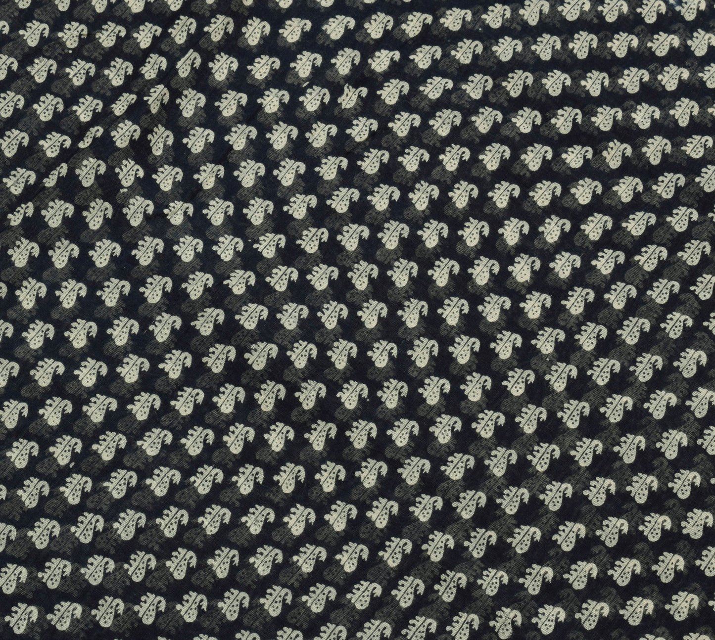 Sushila Vintage Black Saree 100% Pure Cotton Paisley Printed Soft Craft Fabric