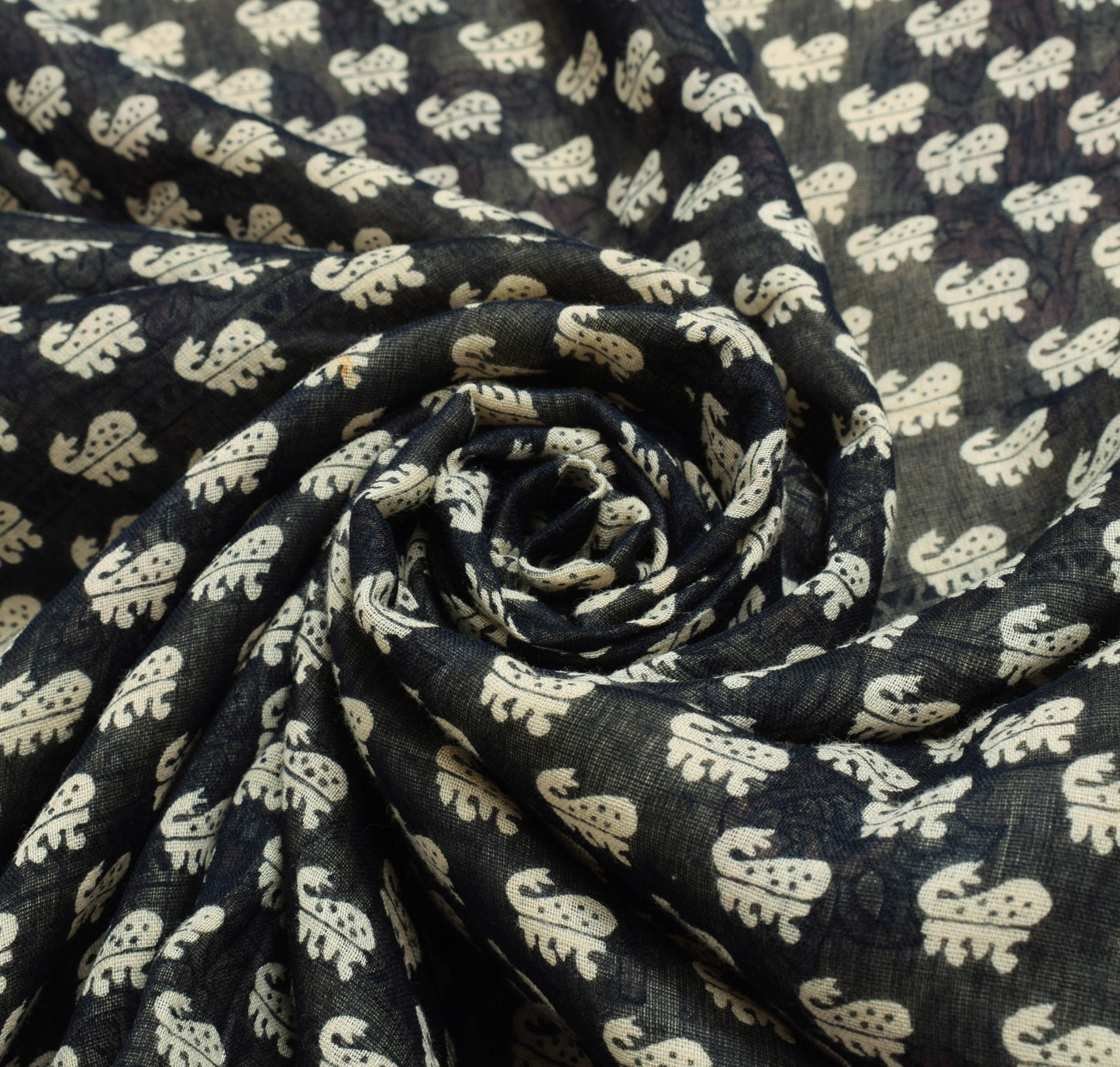 Sushila Vintage Black Saree 100% Pure Cotton Paisley Printed Soft Craft Fabric