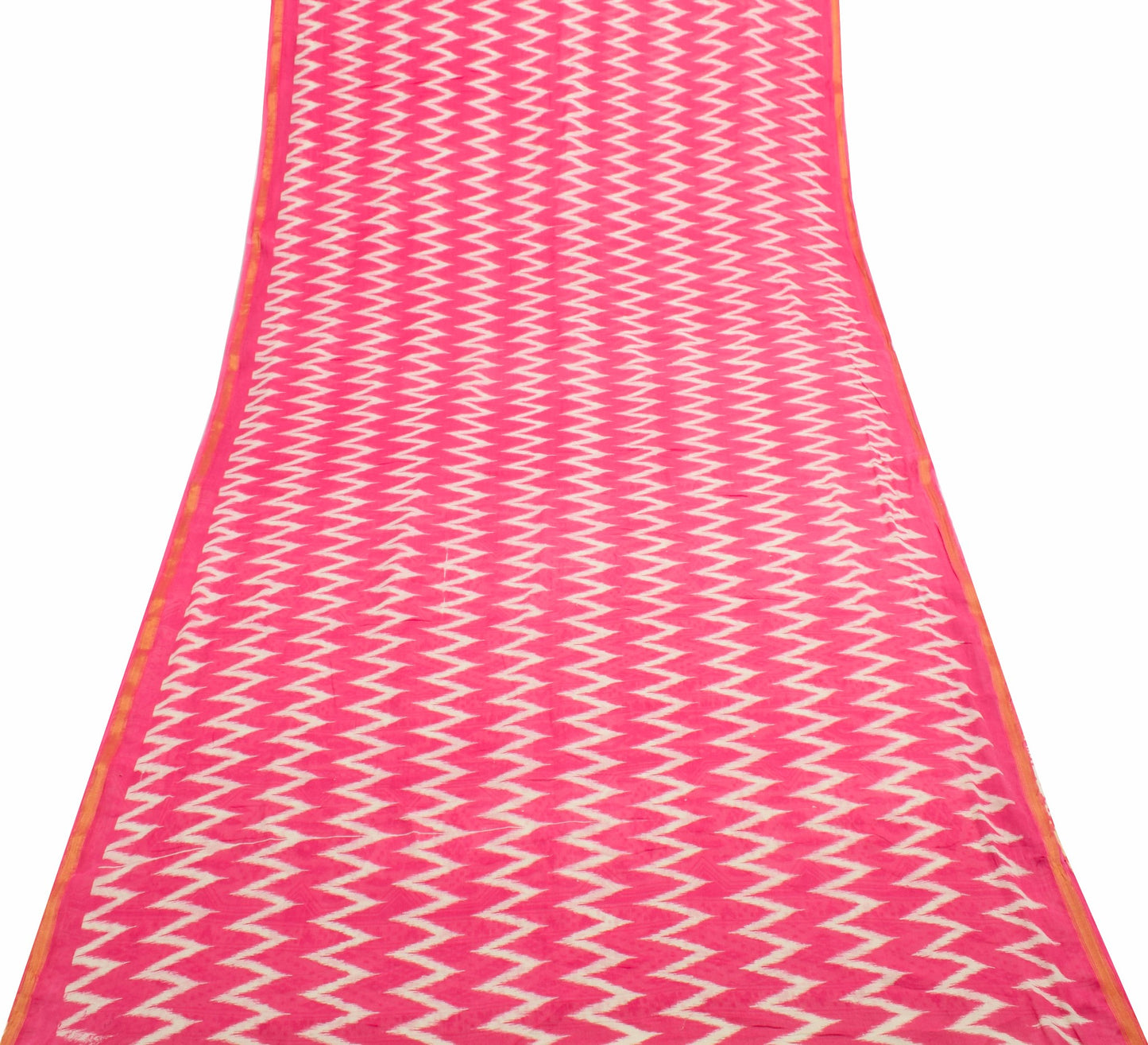 Sushila Vintage Pink Women Saree 100%Pure Cotton Ikat Printed Soft Craft Fabric