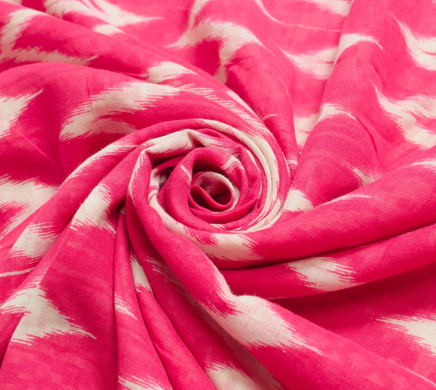 Sushila Vintage Pink Women Saree 100%Pure Cotton Ikat Printed Soft Craft Fabric