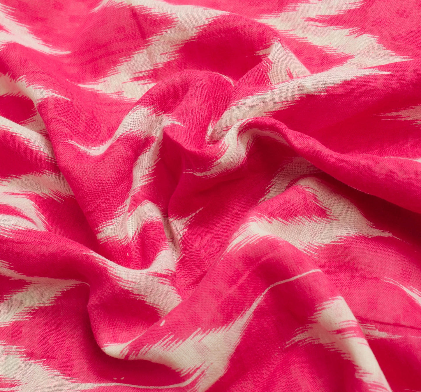 Sushila Vintage Pink Women Saree 100%Pure Cotton Ikat Printed Soft Craft Fabric