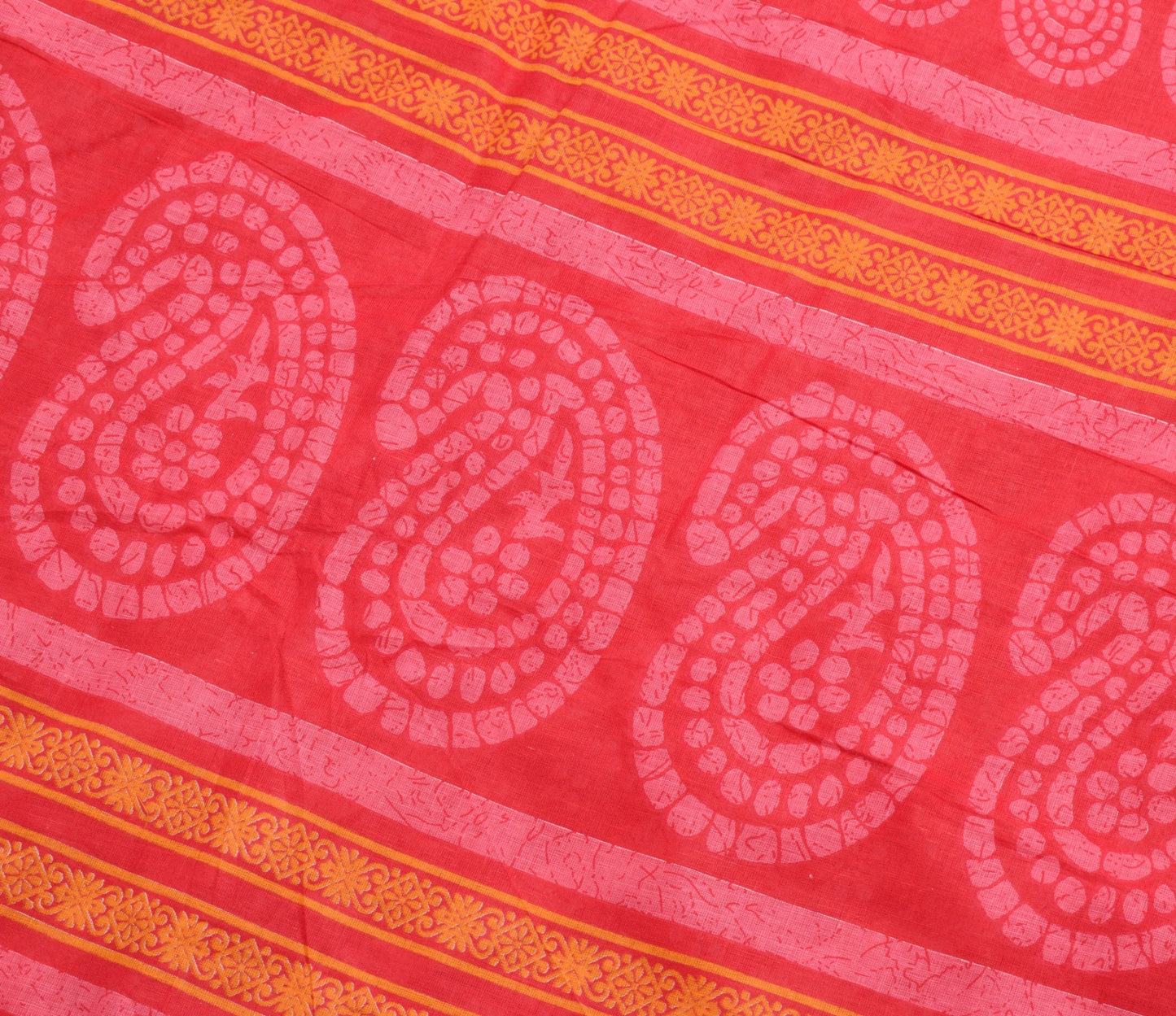 Sushila Vintage Red Floral Saree 100% Pure Cotton Printed Women Craft Fabric