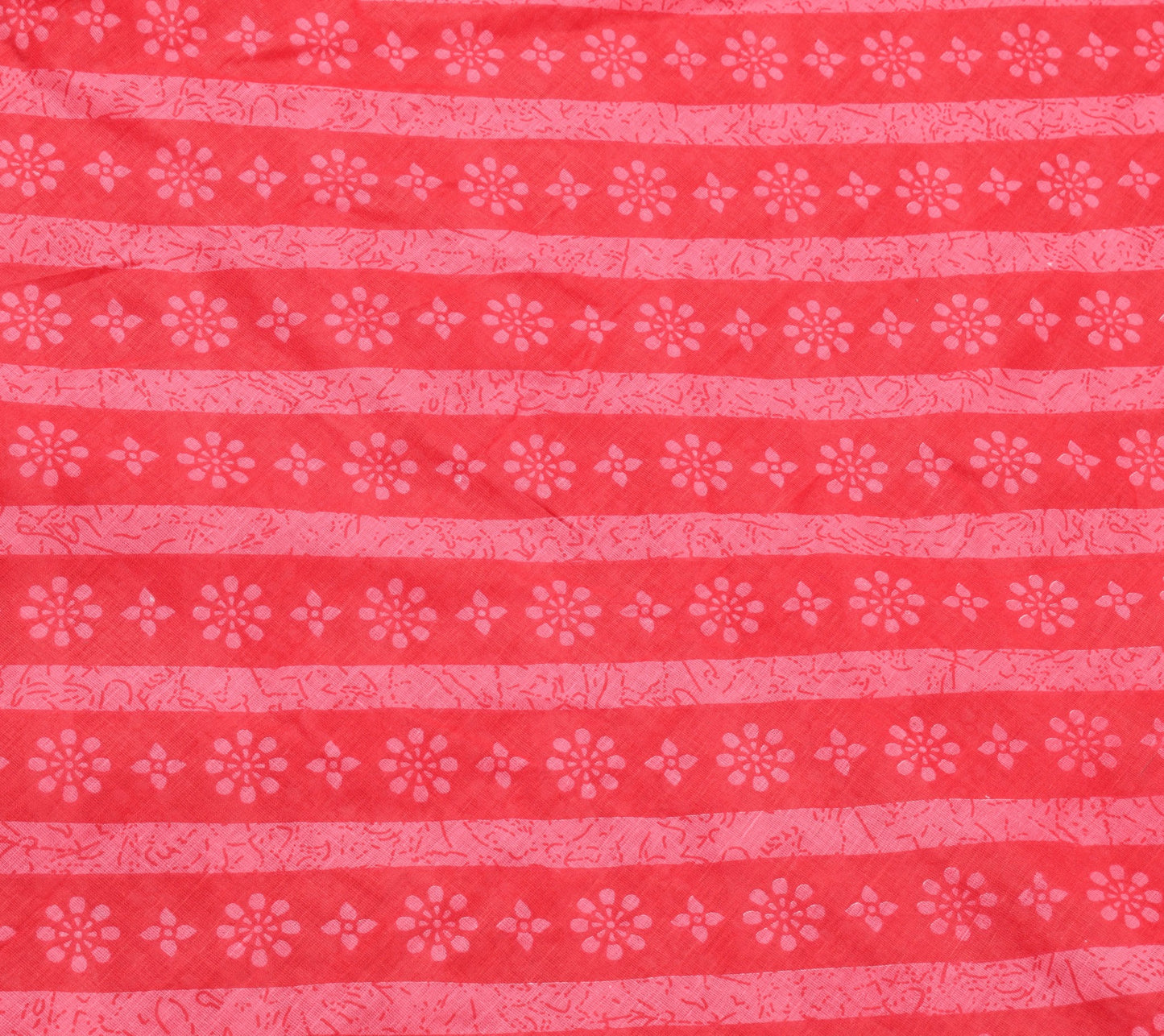 Sushila Vintage Red Floral Saree 100% Pure Cotton Printed Women Craft Fabric