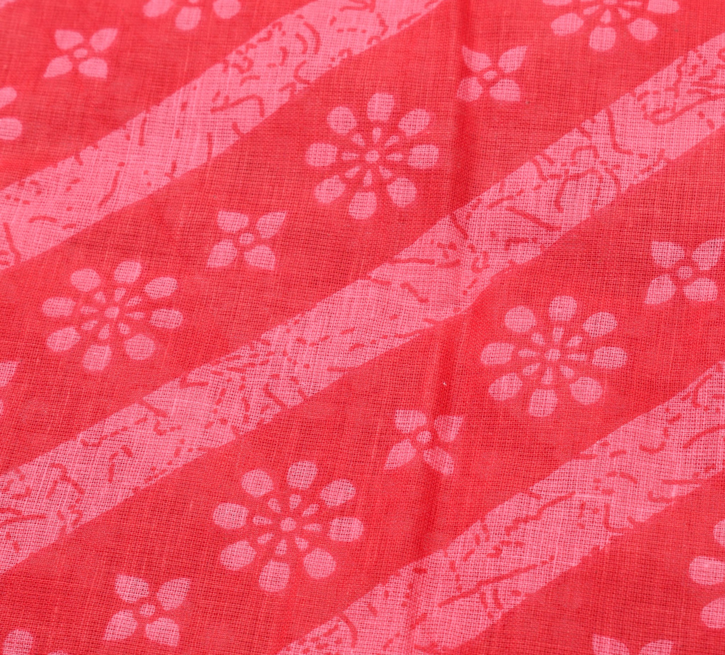 Sushila Vintage Red Floral Saree 100% Pure Cotton Printed Women Craft Fabric