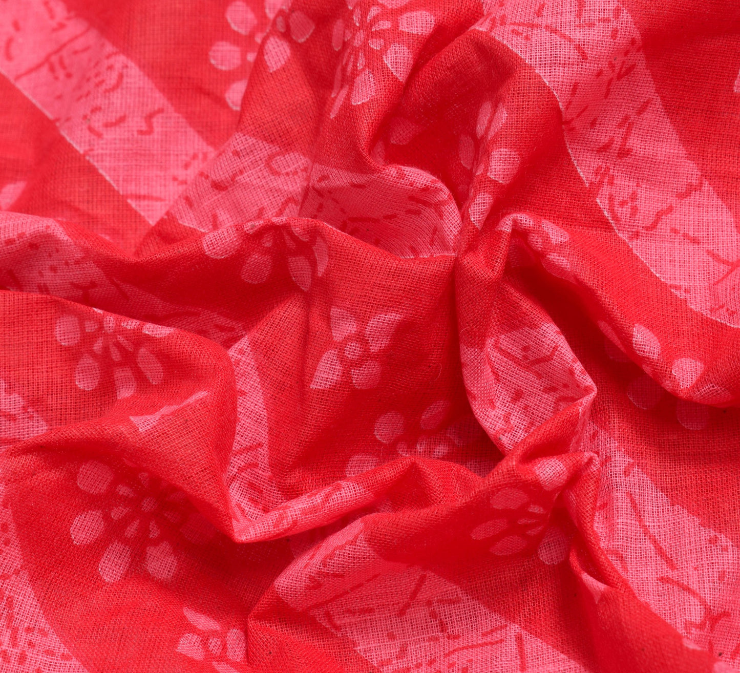 Sushila Vintage Red Floral Saree 100% Pure Cotton Printed Women Craft Fabric