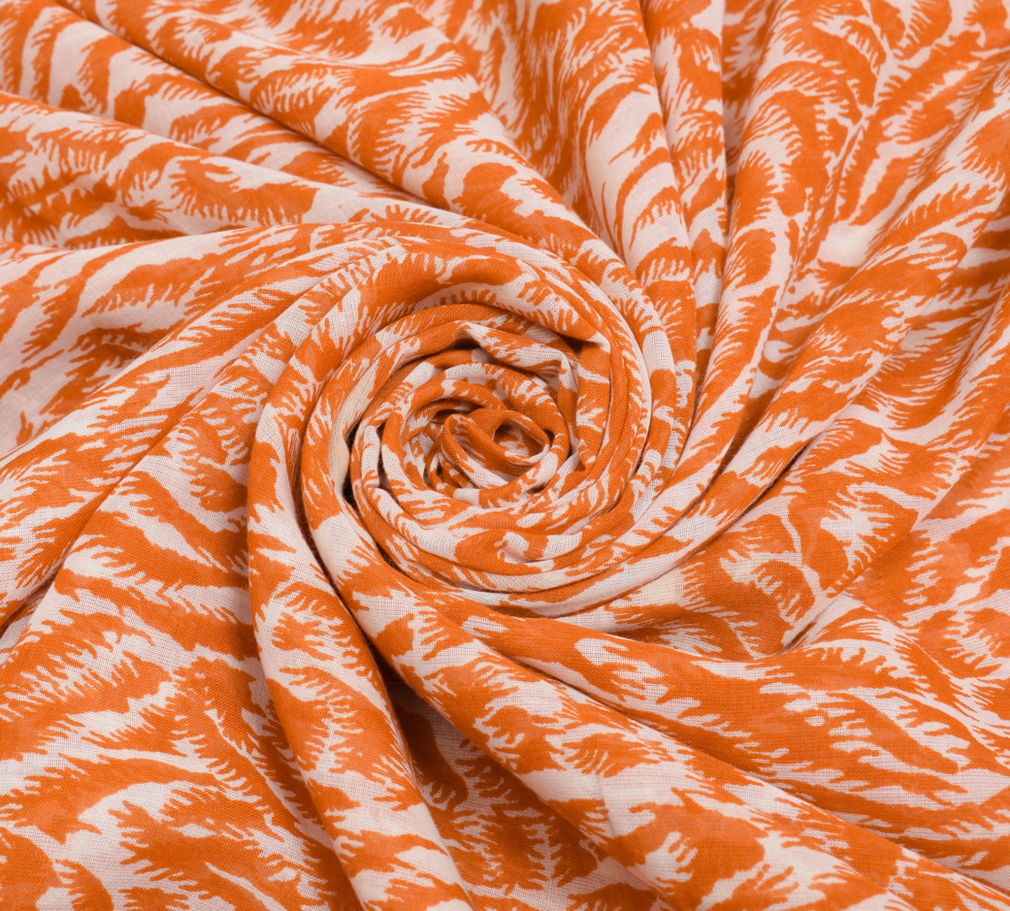 Sushila Vintage Cream & Orange Saree 100% Pure Cotton Printed Soft Craft Fabric