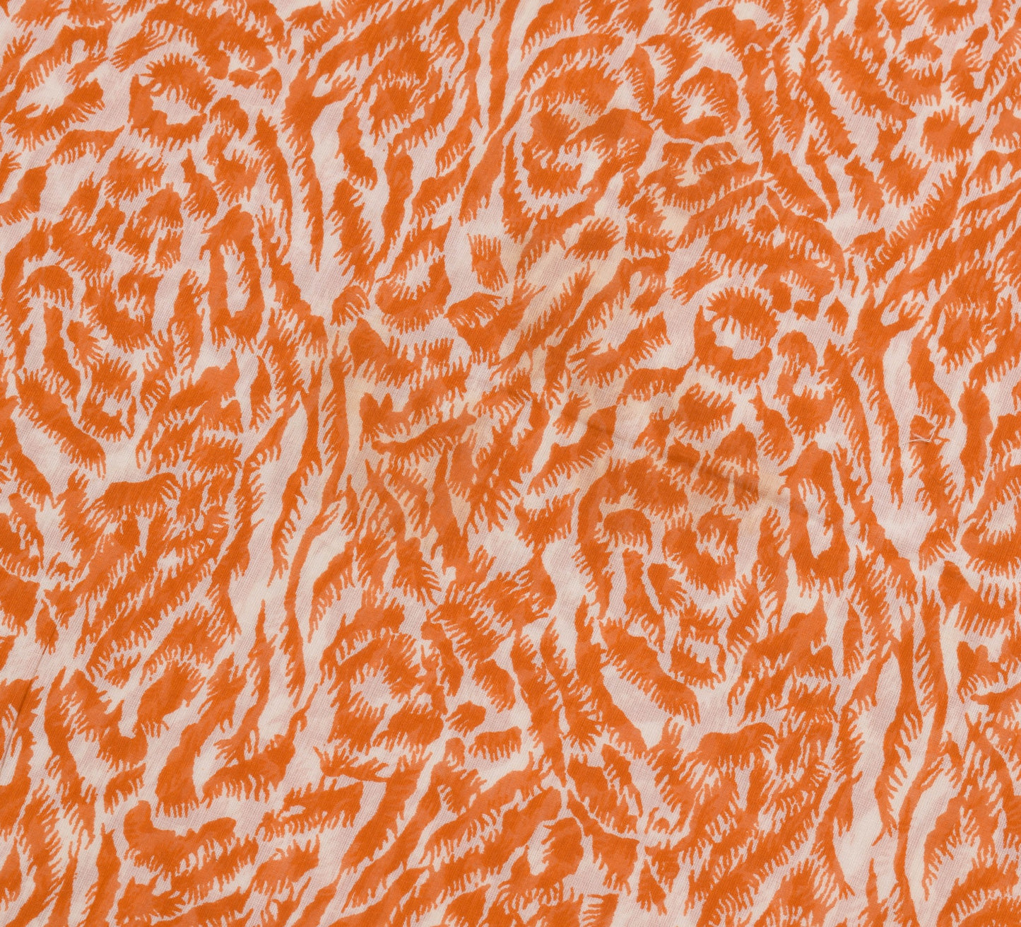 Sushila Vintage Cream & Orange Saree 100% Pure Cotton Printed Soft Craft Fabric