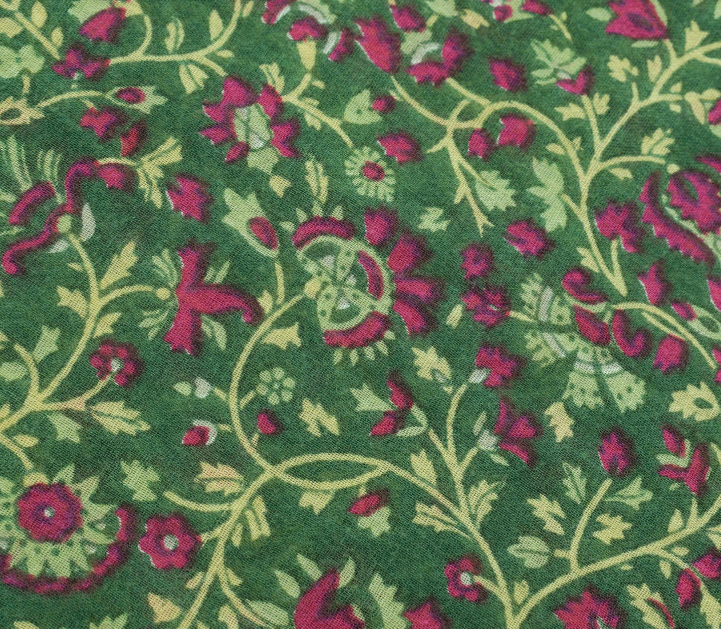 Sushila Vintage Dark Green Floral Saree Pure Cotton Printed Soft Craft Fabric
