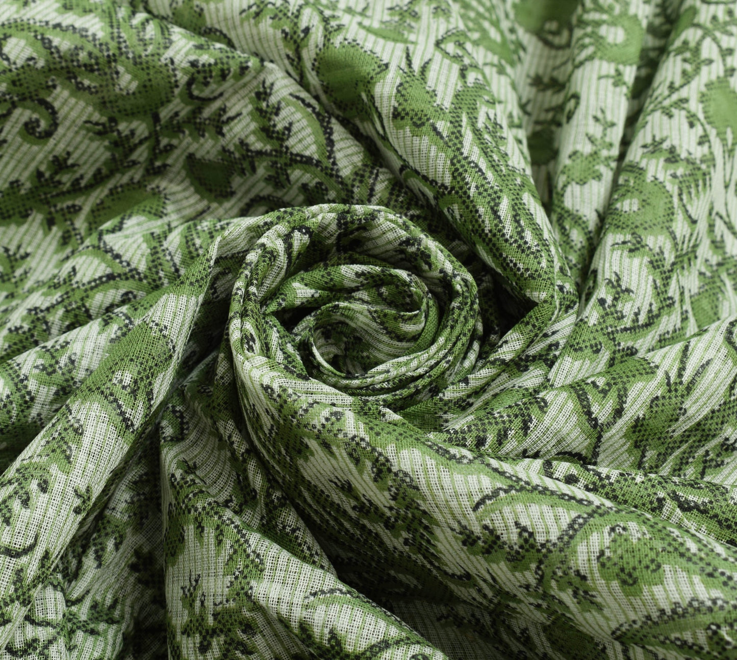 Sushila Vintage White Saree 100% Pure Cotton Printed Women's Floral Craft Fabric