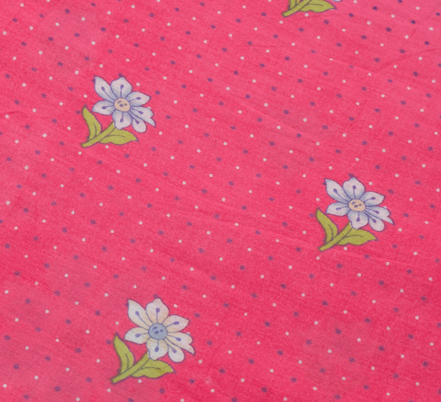 Sushila Vintage Pink Saree 100% Pure Cotton Printed Floral Indian Craft Fabric