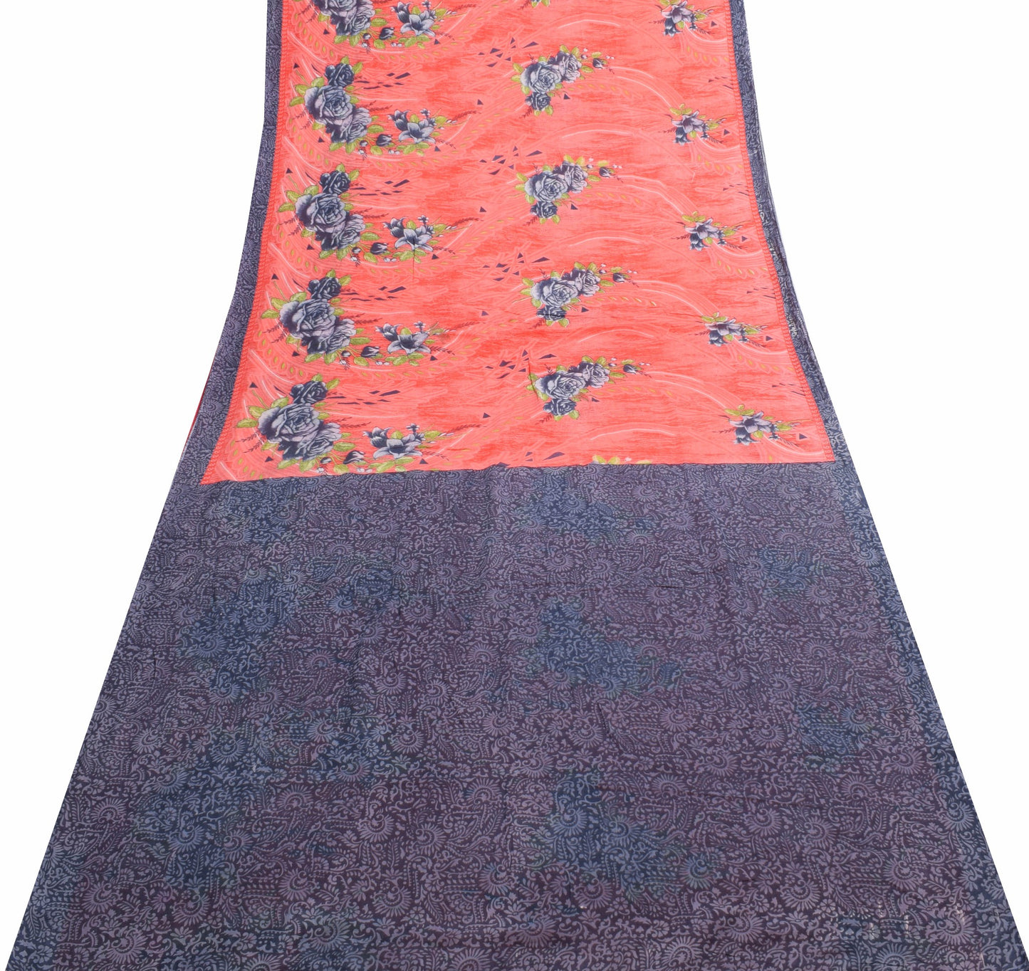 Sushila Vintage Pink Floral Women Saree Pure Cotton Printed Soft Craft Fabric