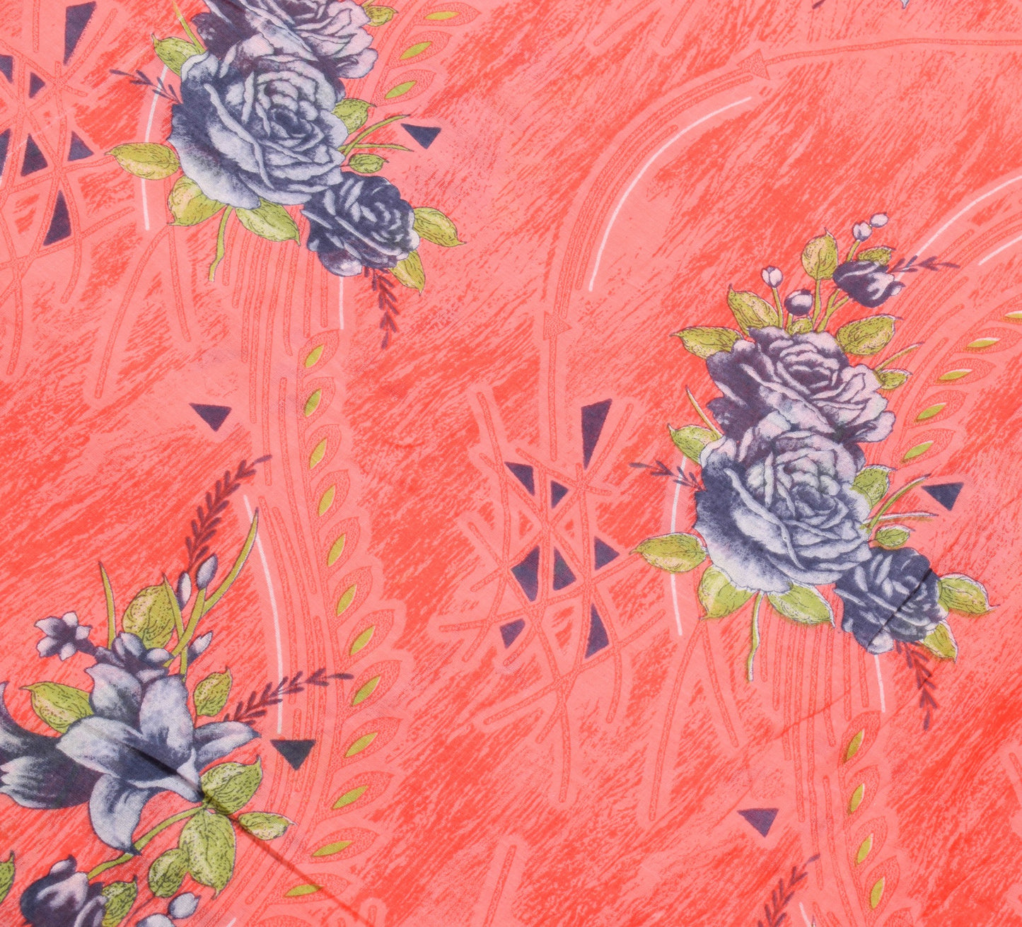 Sushila Vintage Pink Floral Women Saree Pure Cotton Printed Soft Craft Fabric