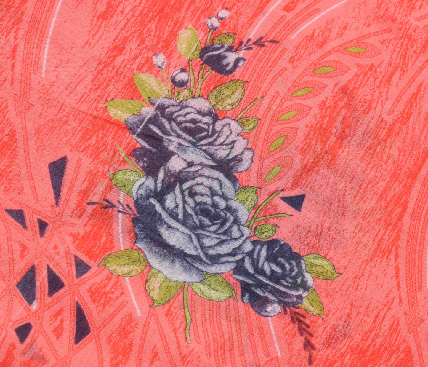 Sushila Vintage Pink Floral Women Saree Pure Cotton Printed Soft Craft Fabric