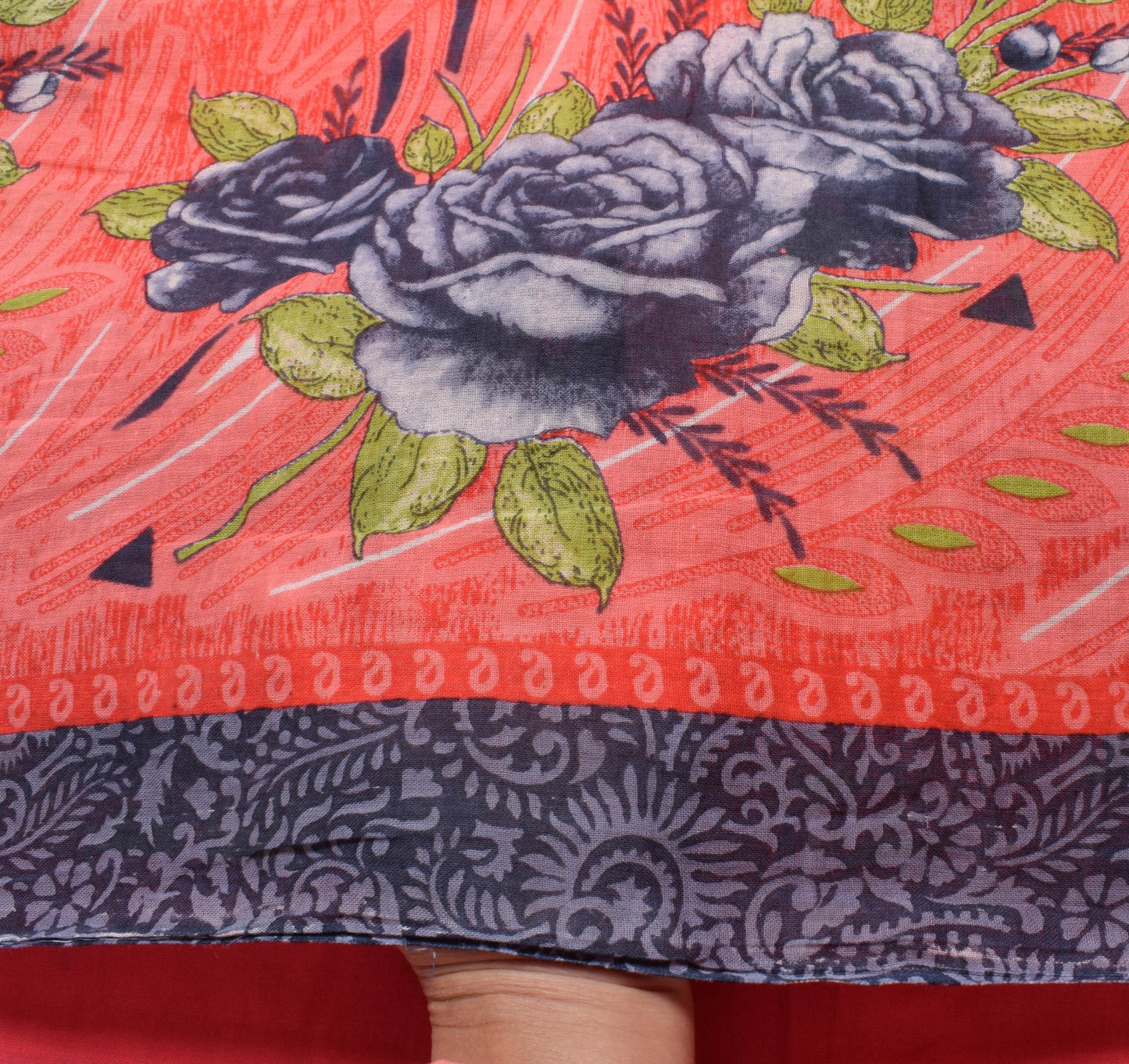 Sushila Vintage Pink Floral Women Saree Pure Cotton Printed Soft Craft Fabric