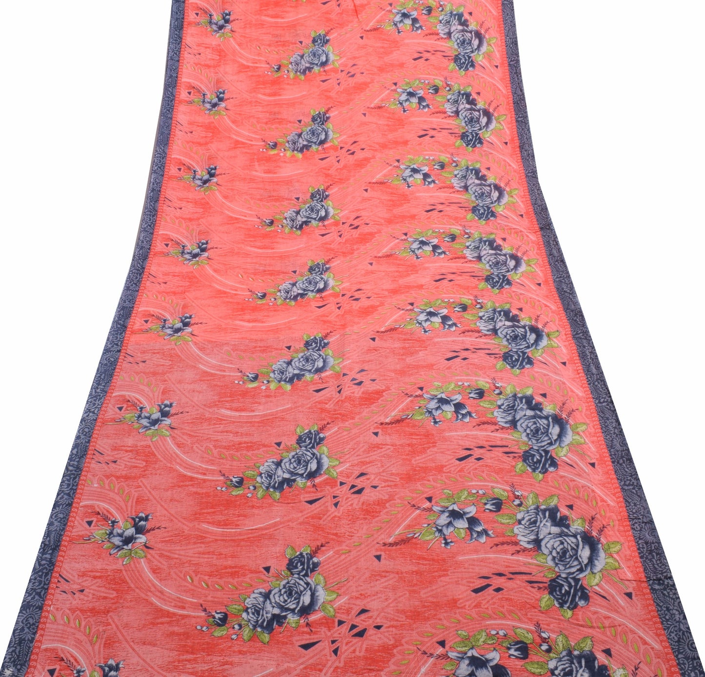 Sushila Vintage Pink Floral Women Saree Pure Cotton Printed Soft Craft Fabric