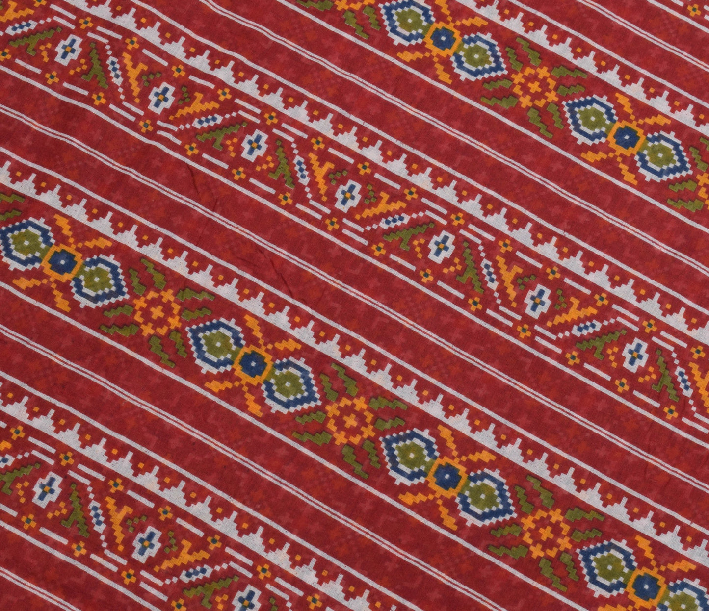 Sushila Vintage Saree 100%Pure Cotton Blue Geometrical Printed Soft Craft Fabric