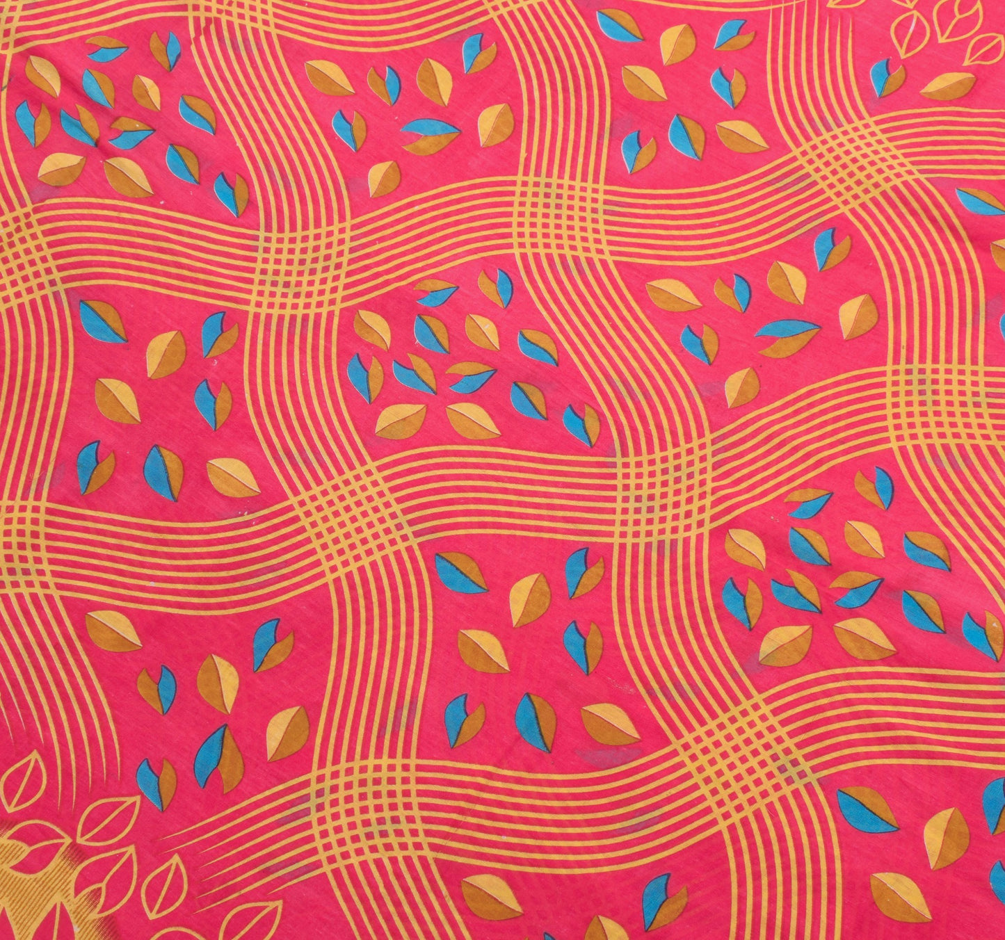 Sushila Vintage Magenta Floral Saree 100% Pure Cotton Printed Soft Craft Fabric