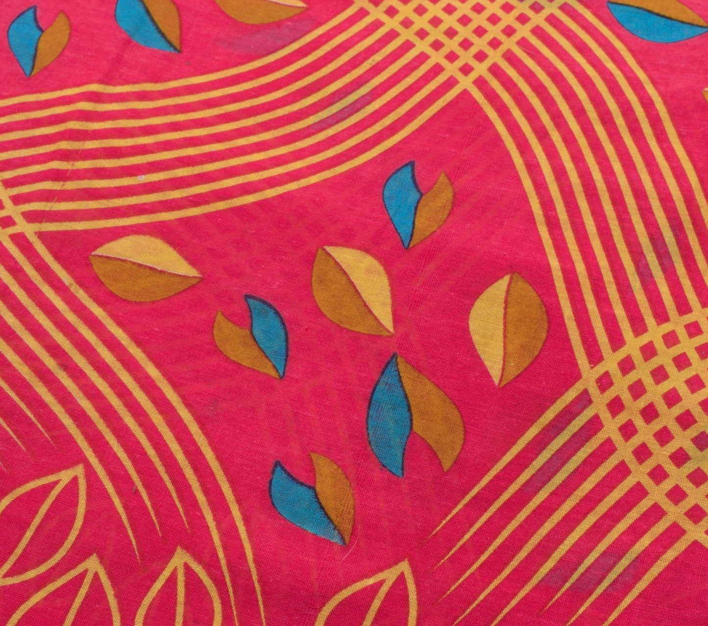 Sushila Vintage Magenta Floral Saree 100% Pure Cotton Printed Soft Craft Fabric