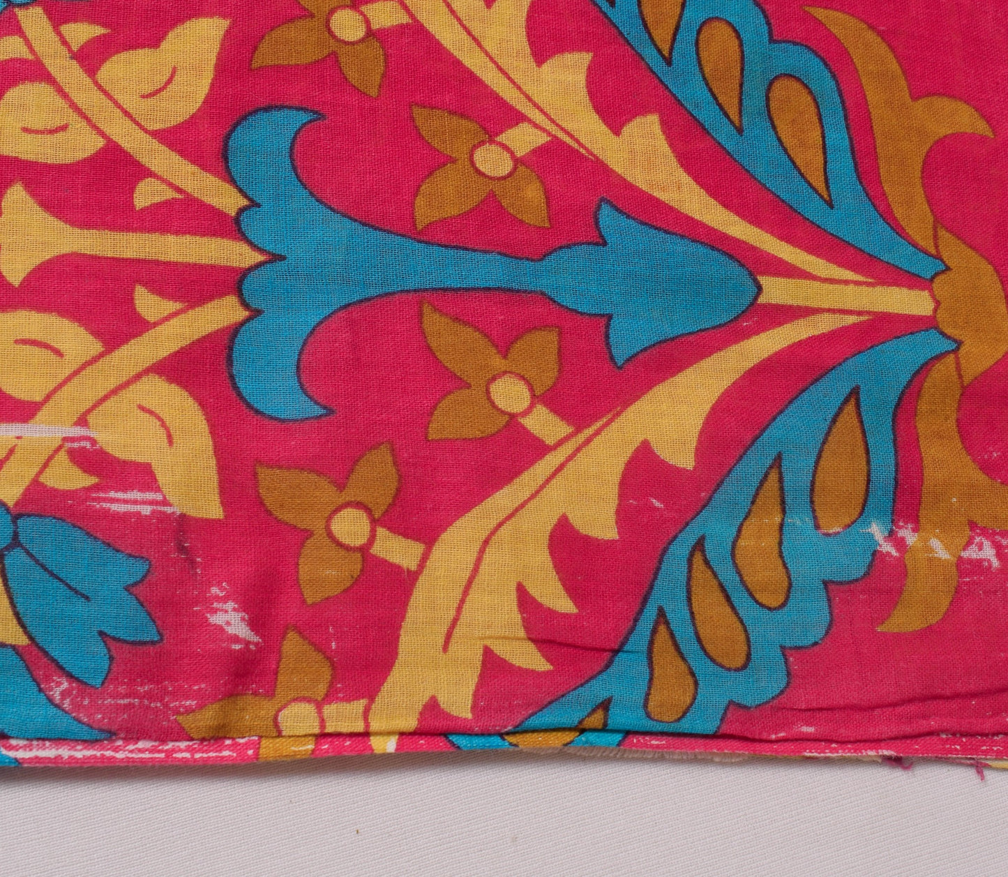 Sushila Vintage Magenta Floral Saree 100% Pure Cotton Printed Soft Craft Fabric