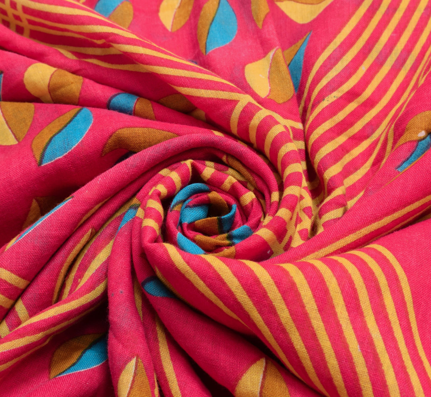 Sushila Vintage Magenta Floral Saree 100% Pure Cotton Printed Soft Craft Fabric