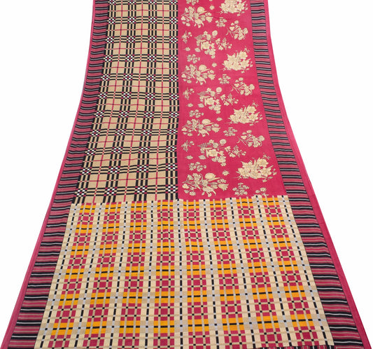 Sushila Vintage Saree 100% Pure Cotton Printed Floral Multi-Color Craft Fabric