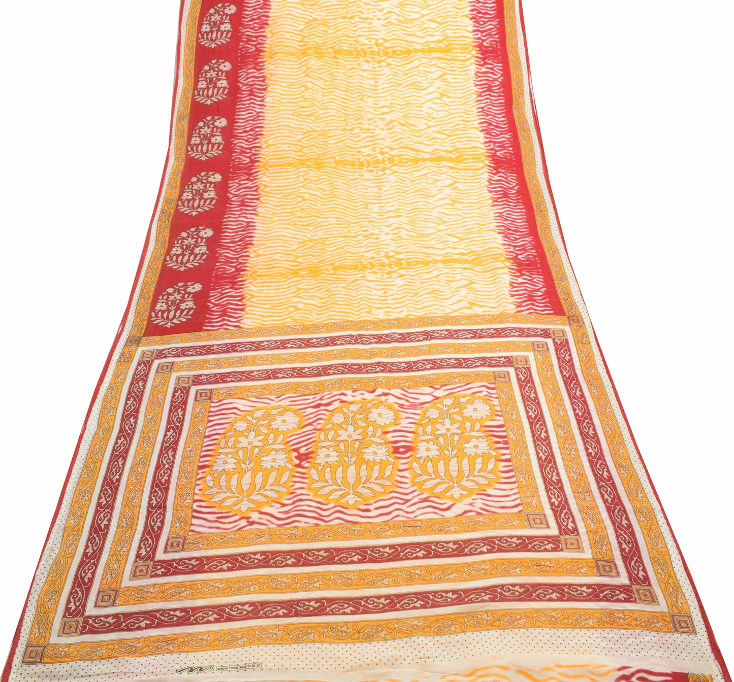 Sushila Vintage White Daily Wear Saree 100% Pure Cotton Printed Craft Fabric