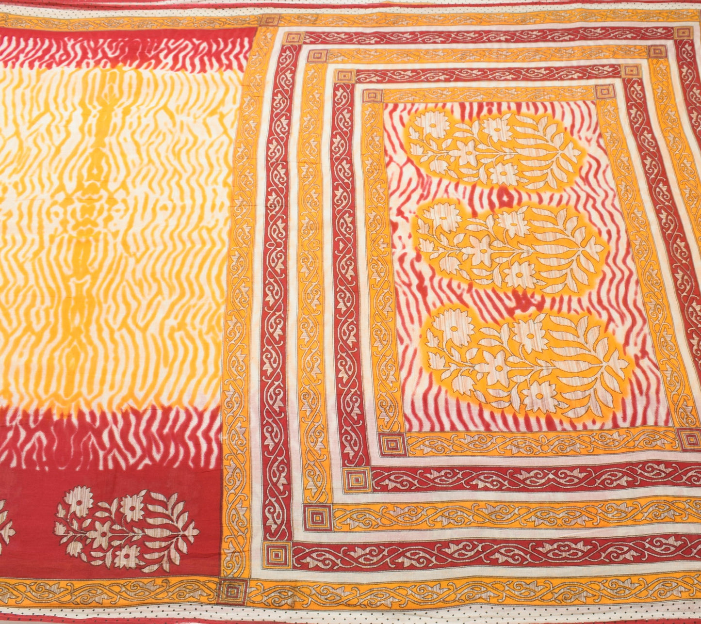 Sushila Vintage White Daily Wear Saree 100% Pure Cotton Printed Craft Fabric