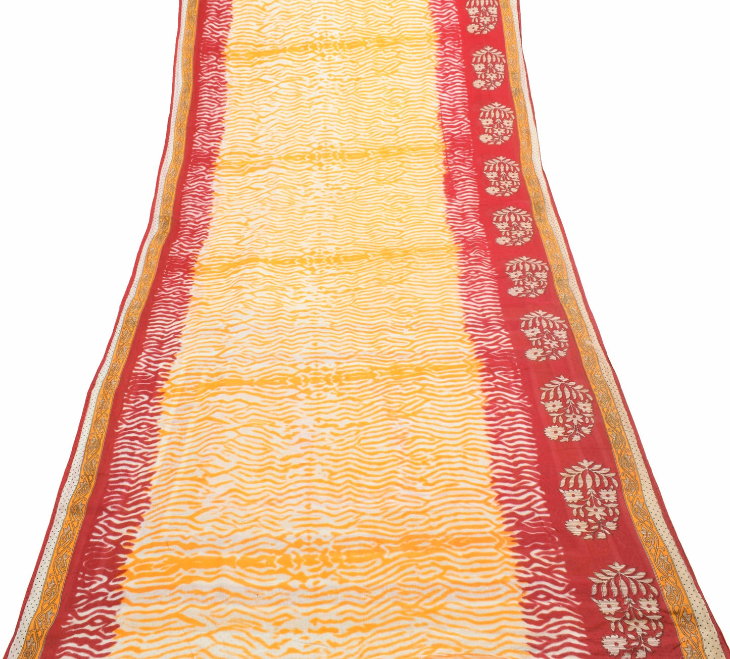 Sushila Vintage White Daily Wear Saree 100% Pure Cotton Printed Craft Fabric