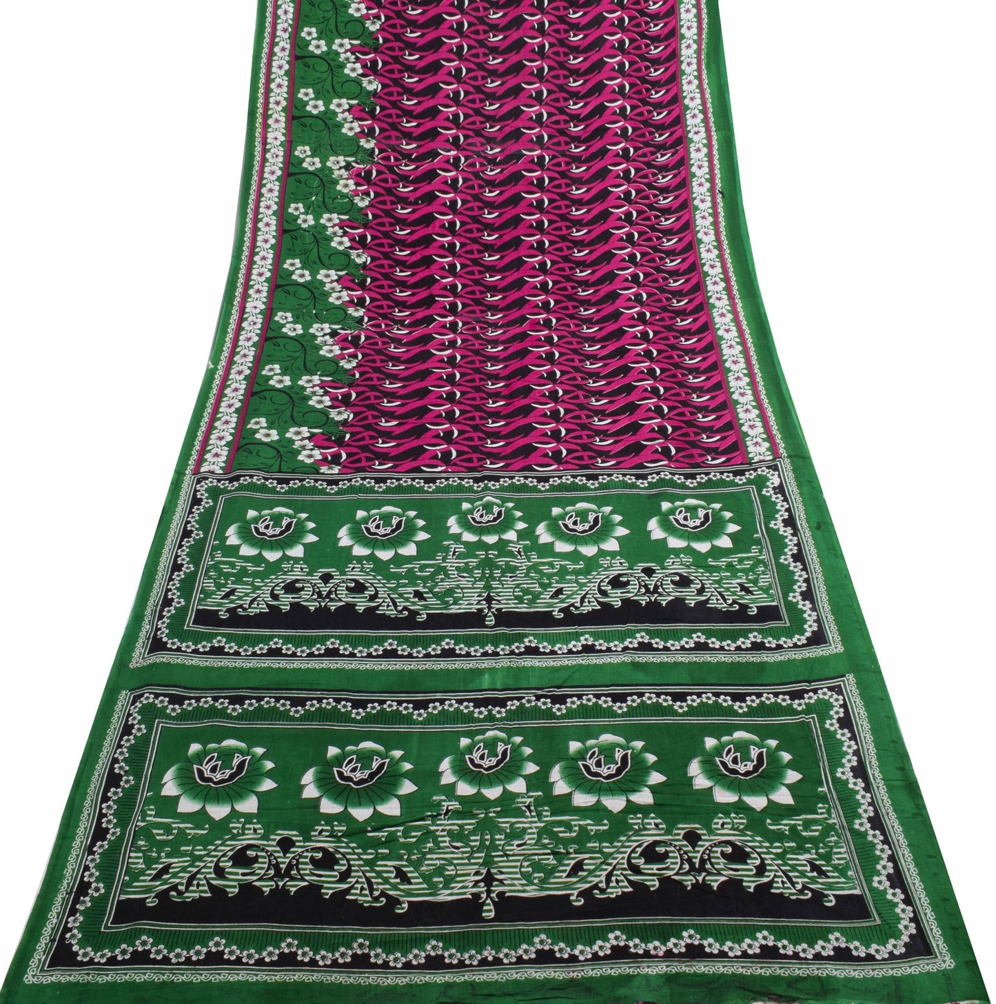 Sushila Vintage Black Women's Saree 100% Pure Cotton Printed Soft Craft Fabric