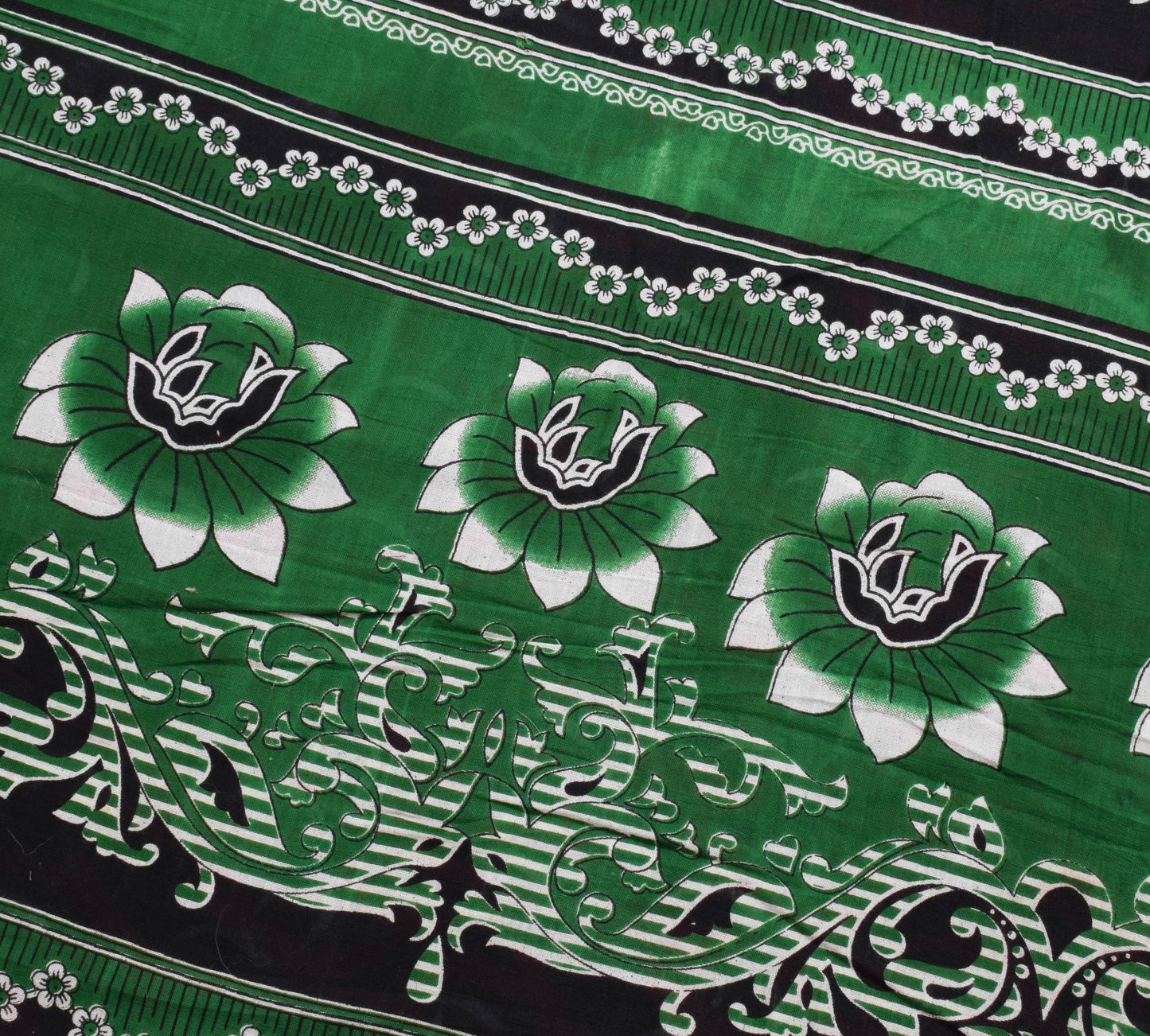 Sushila Vintage Black Women's Saree 100% Pure Cotton Printed Soft Craft Fabric