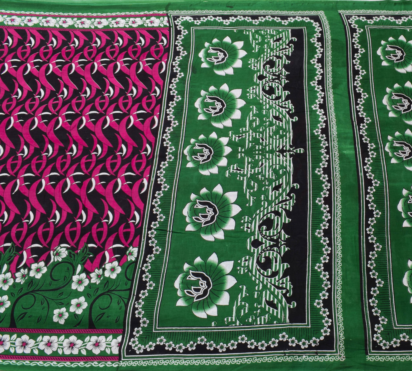 Sushila Vintage Black Women's Saree 100% Pure Cotton Printed Soft Craft Fabric