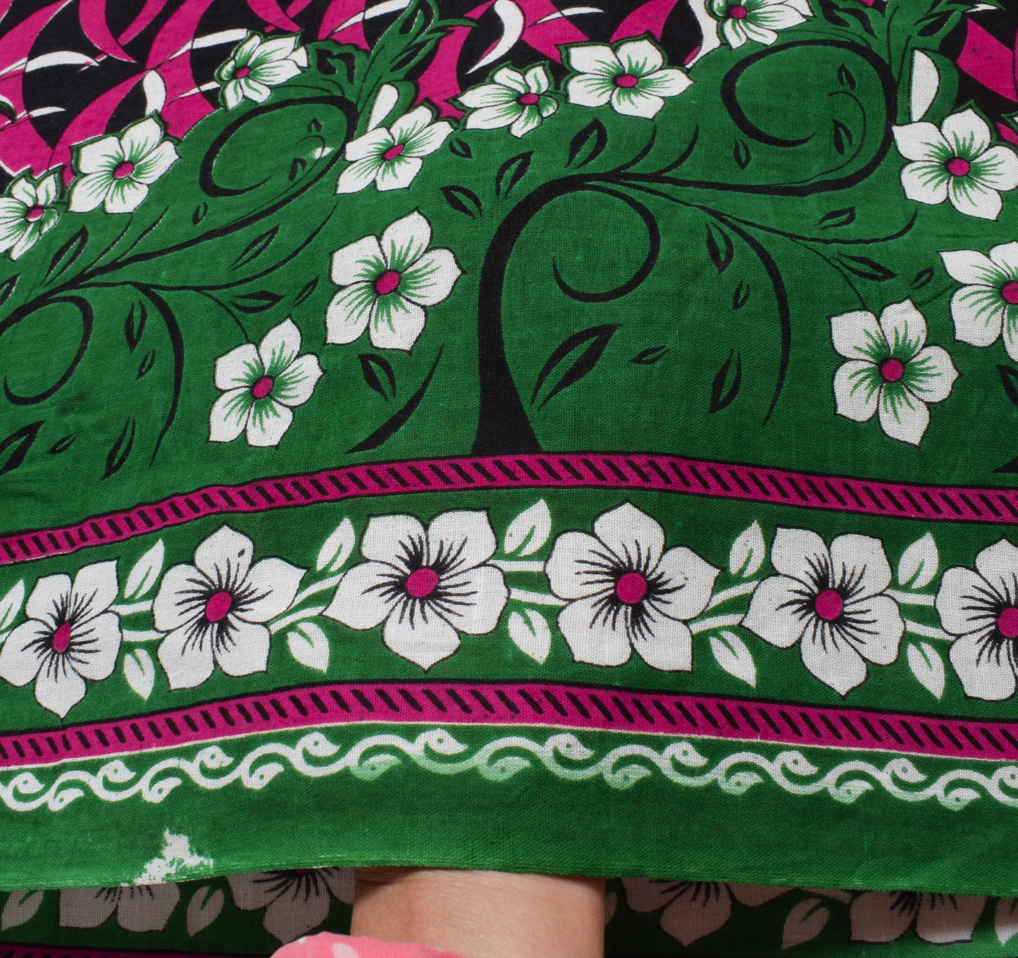 Sushila Vintage Black Women's Saree 100% Pure Cotton Printed Soft Craft Fabric