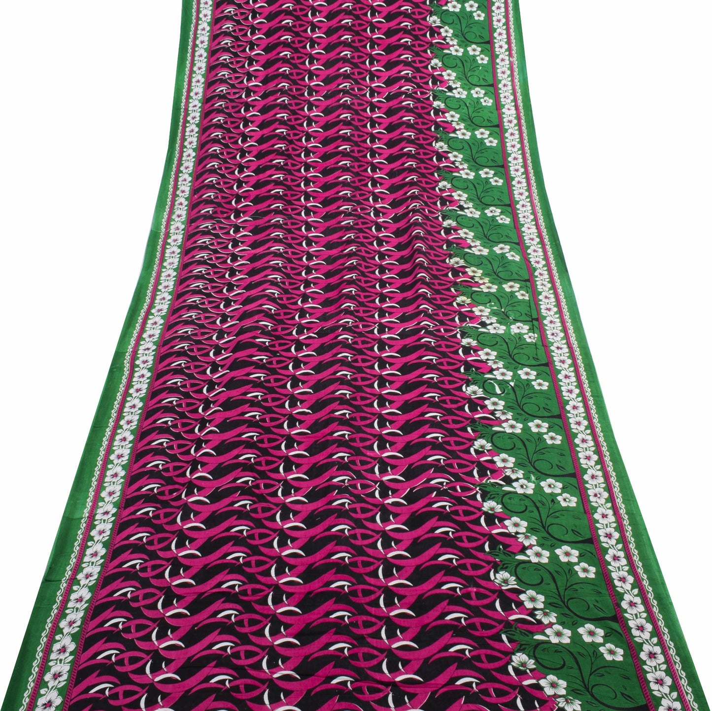 Sushila Vintage Black Women's Saree 100% Pure Cotton Printed Soft Craft Fabric